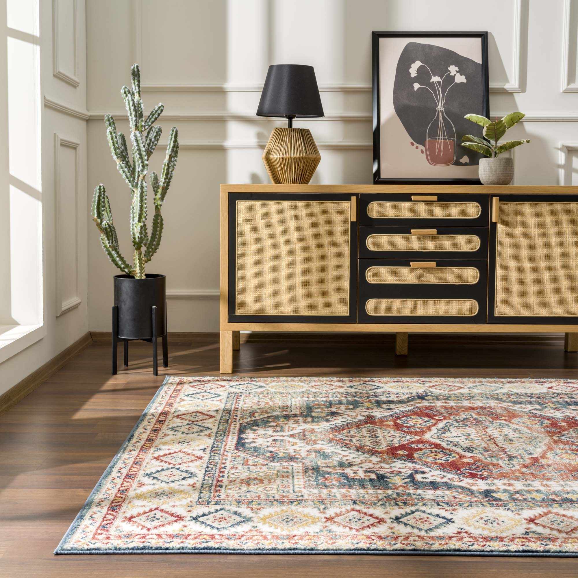 Brend Rust Medallion Area Rug - Clearance - Bibenanova