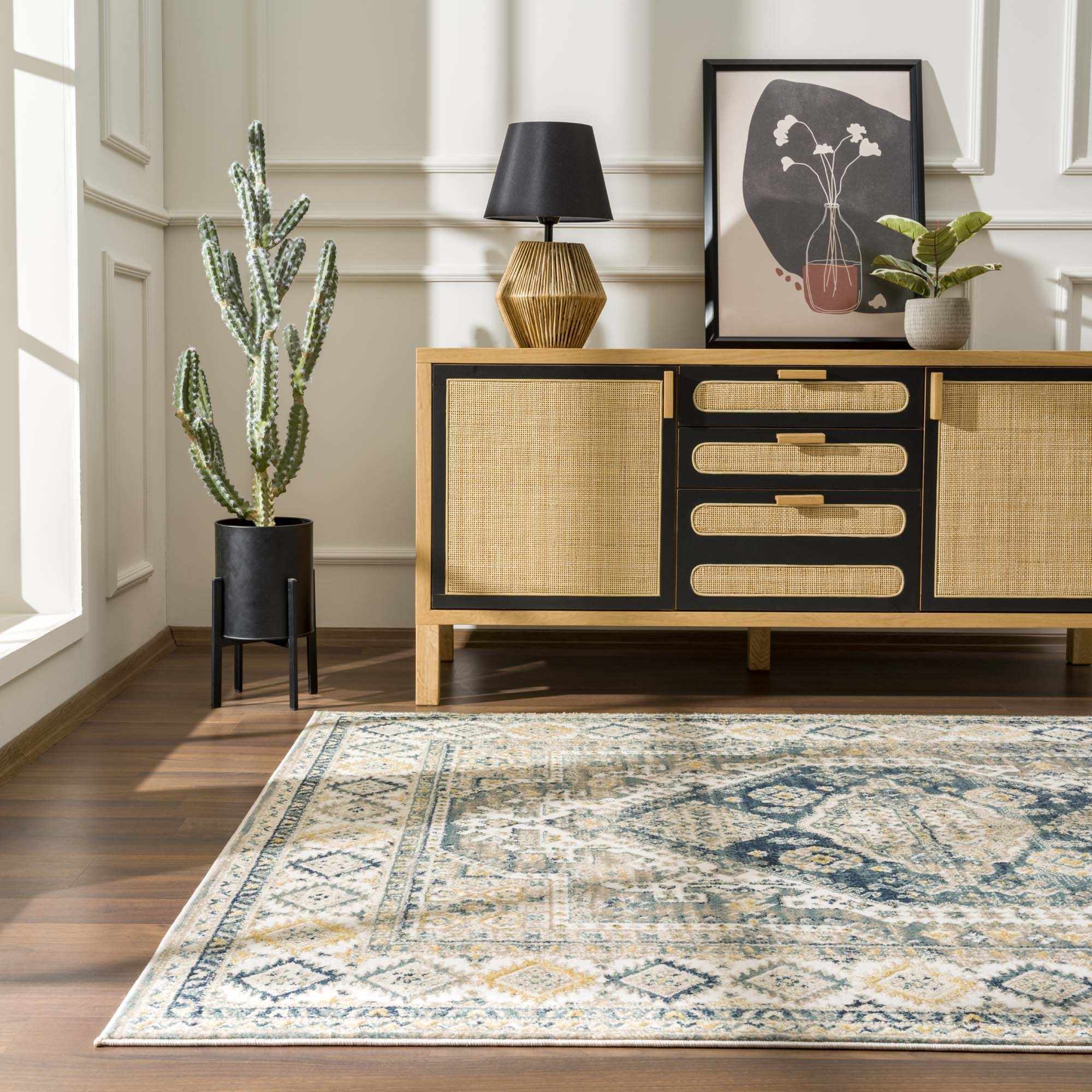 Brend Blue Medallion Area Rug - Clearance - Bibenanova