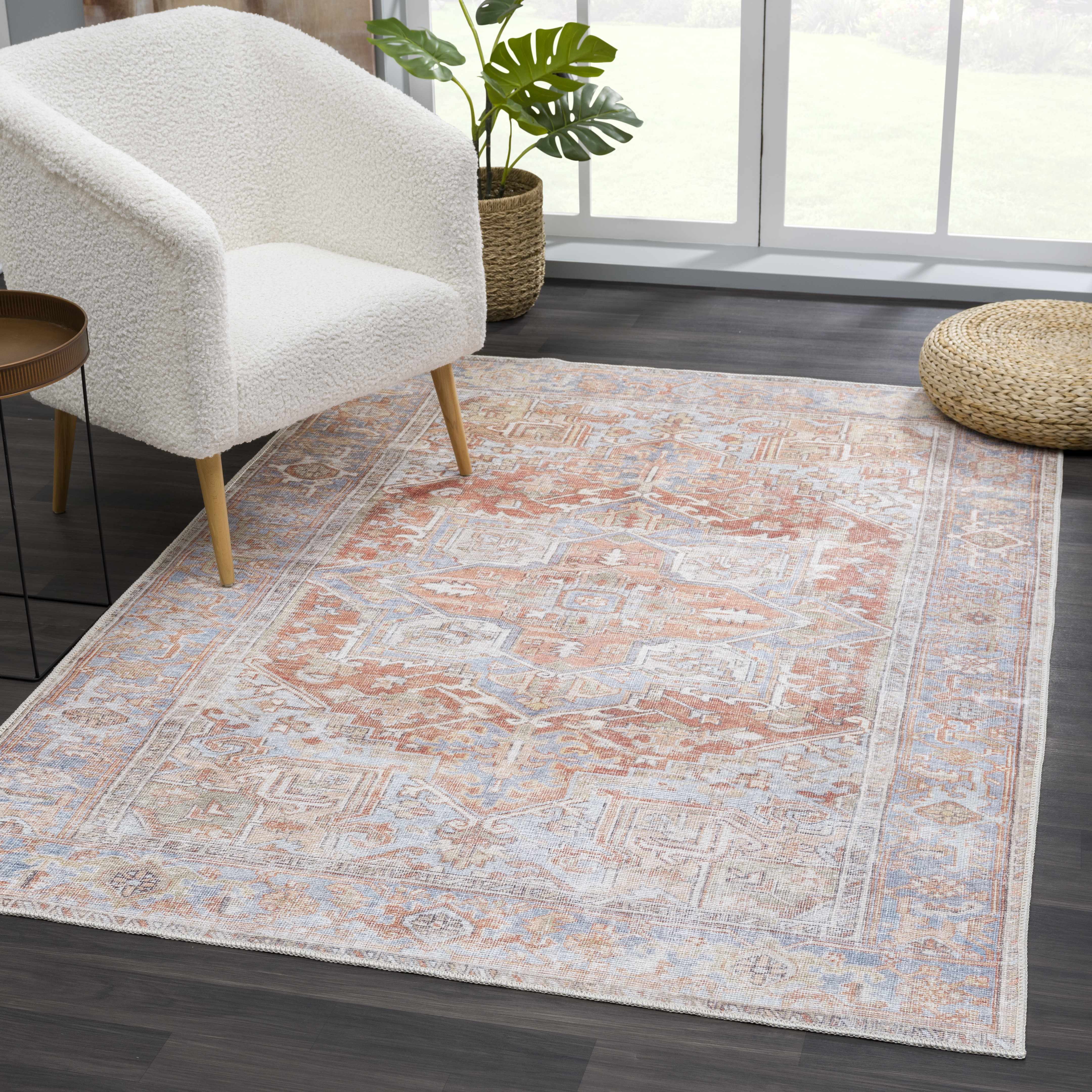 Rust Maayon Washable Rug - Bibenanova usa