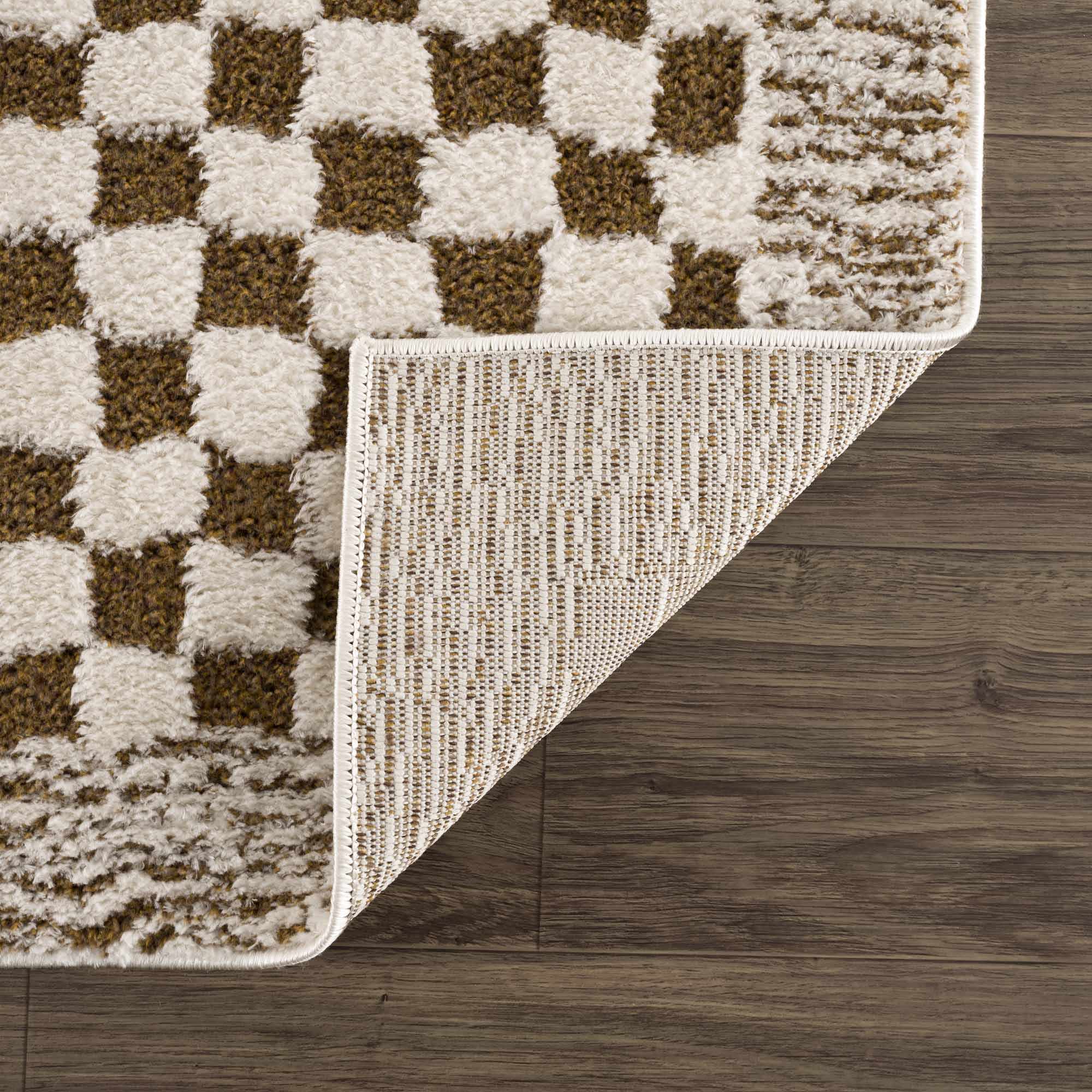 Leryn Brown Checkered Plush Rug