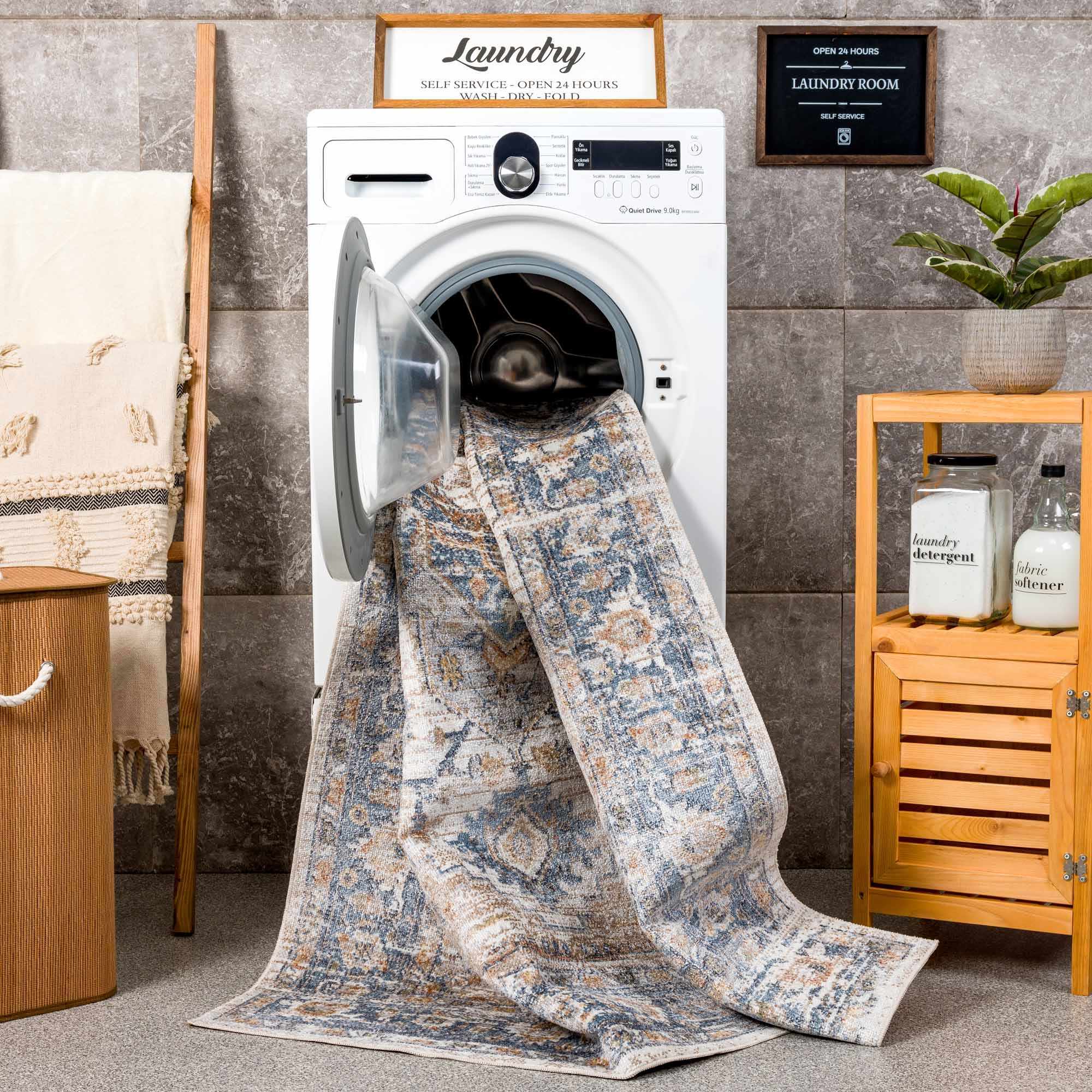 Ezri Flat Pile Washable Rug - Bibenanova usa