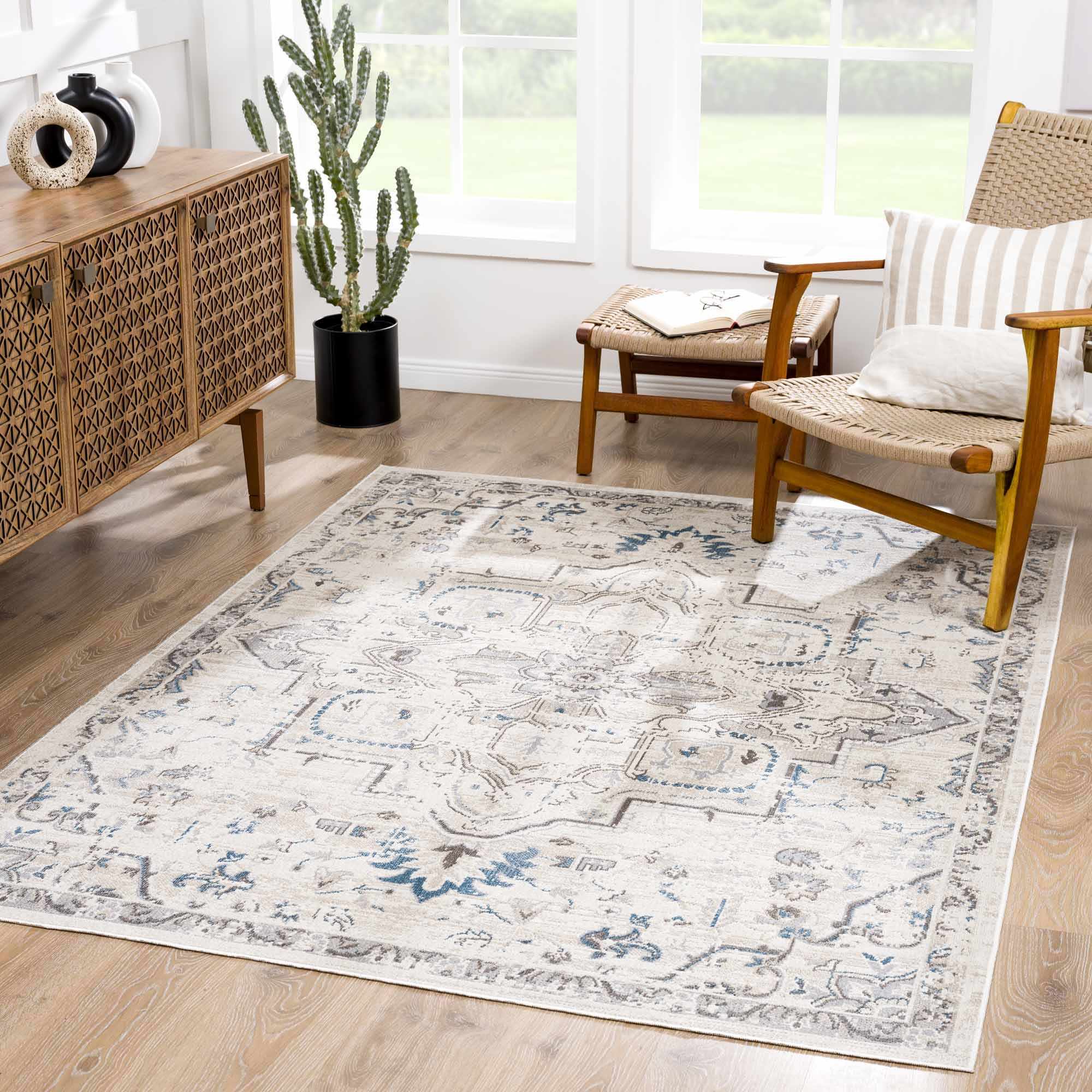 Cabacungan Cream Washable Area Rug - Clearance - Bibenanova