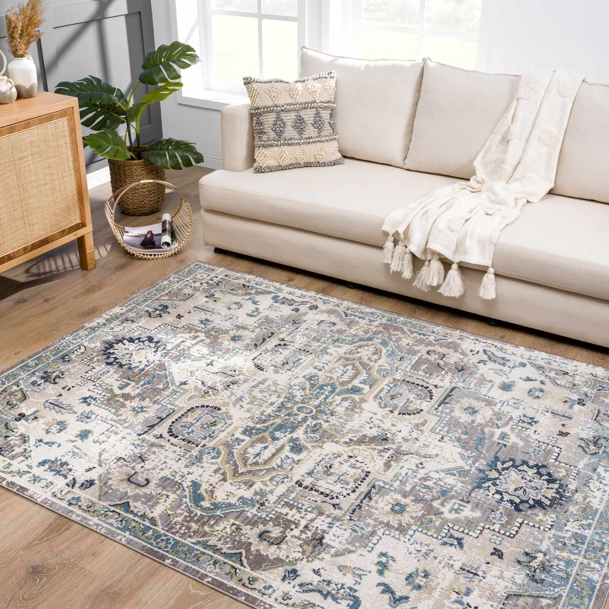 Cabacungan Gray & Blue Washable Area Rug - Bibenanova usa