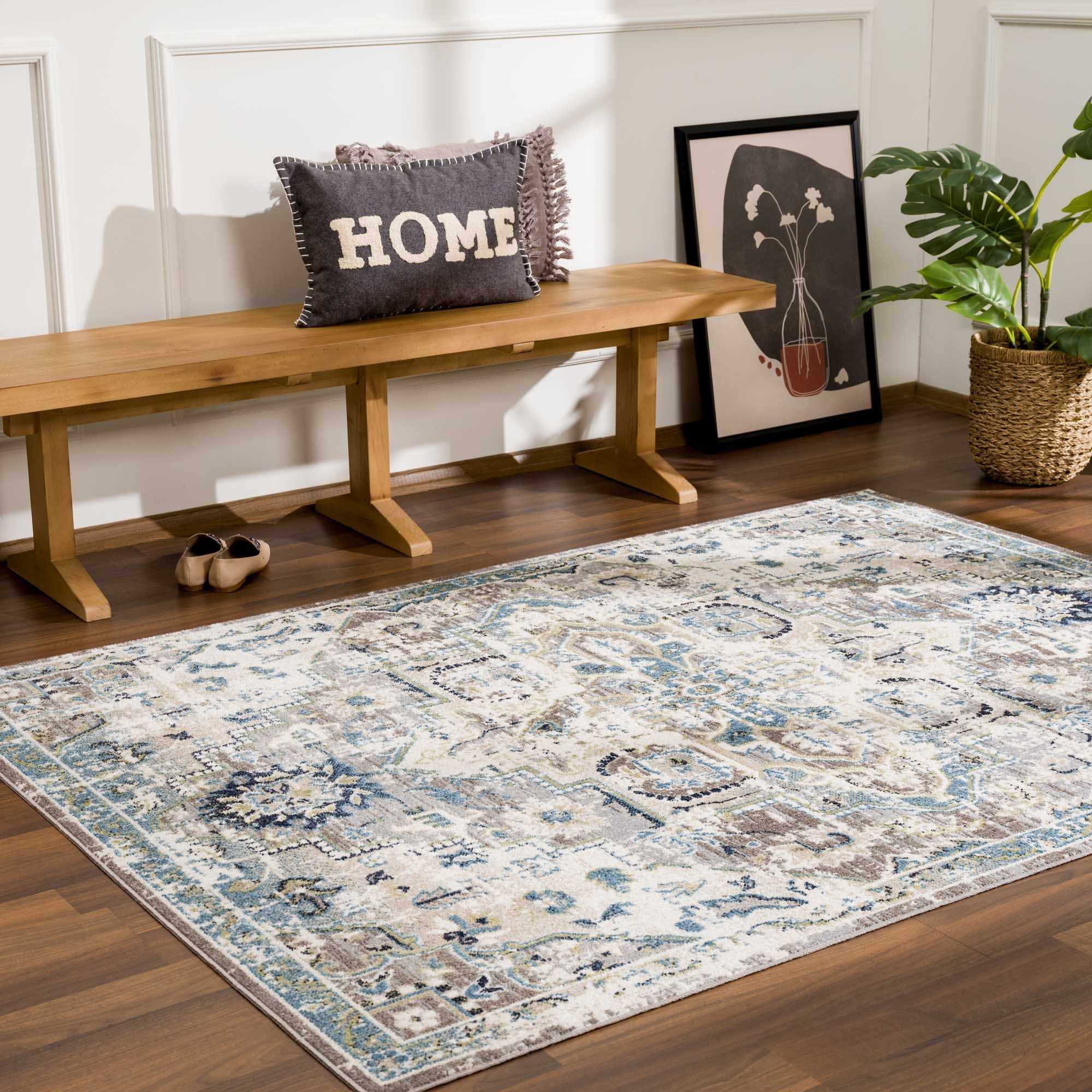 Cabacungan Gray & Blue Washable Area Rug - Bibenanova usa