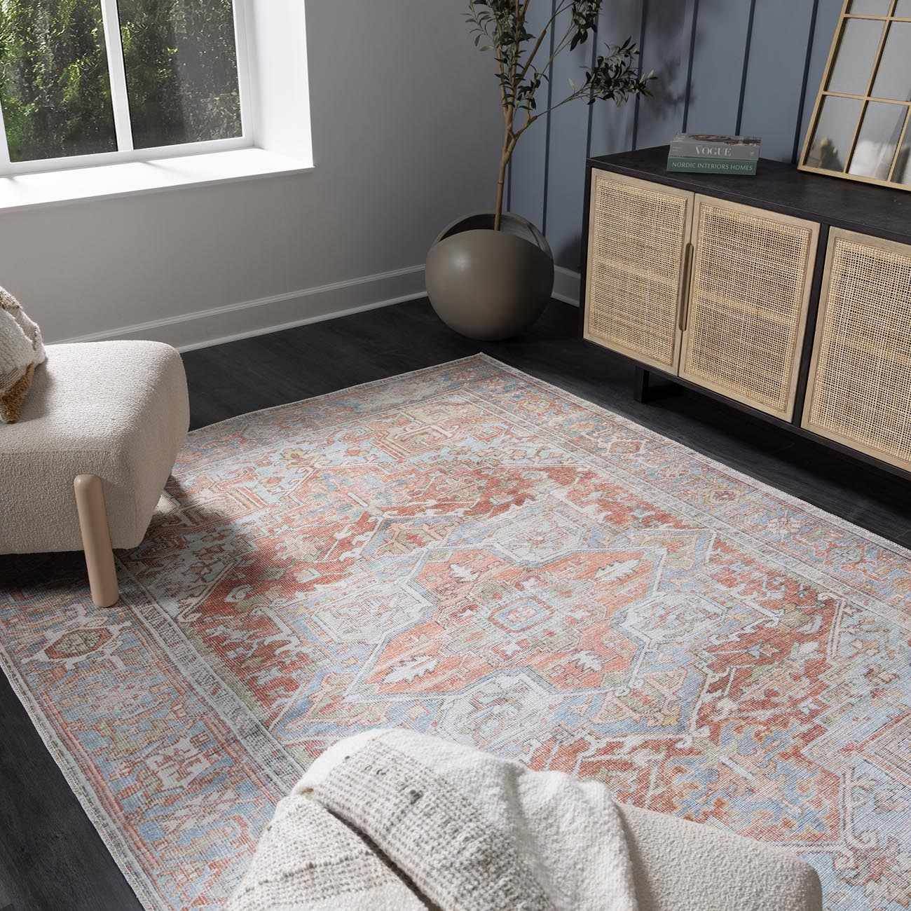 Rust Maayon Washable Rug - Bibenanova usa