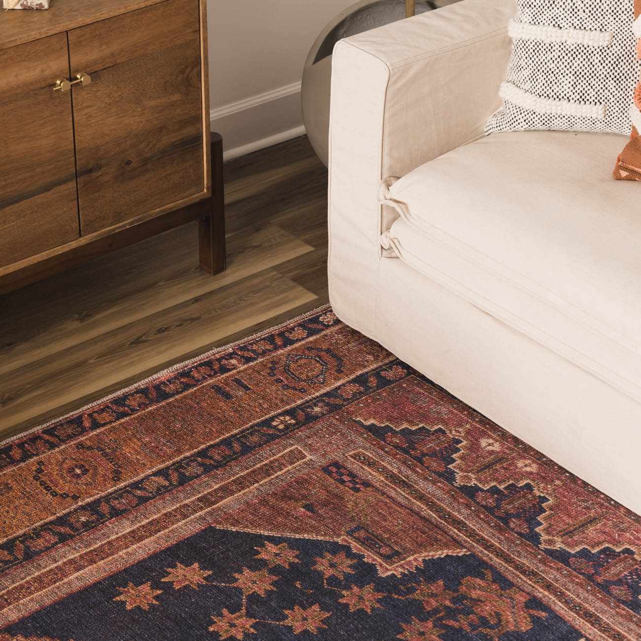 Malamote Vintage Flat Pile Washable Rug - Bibenanova usa