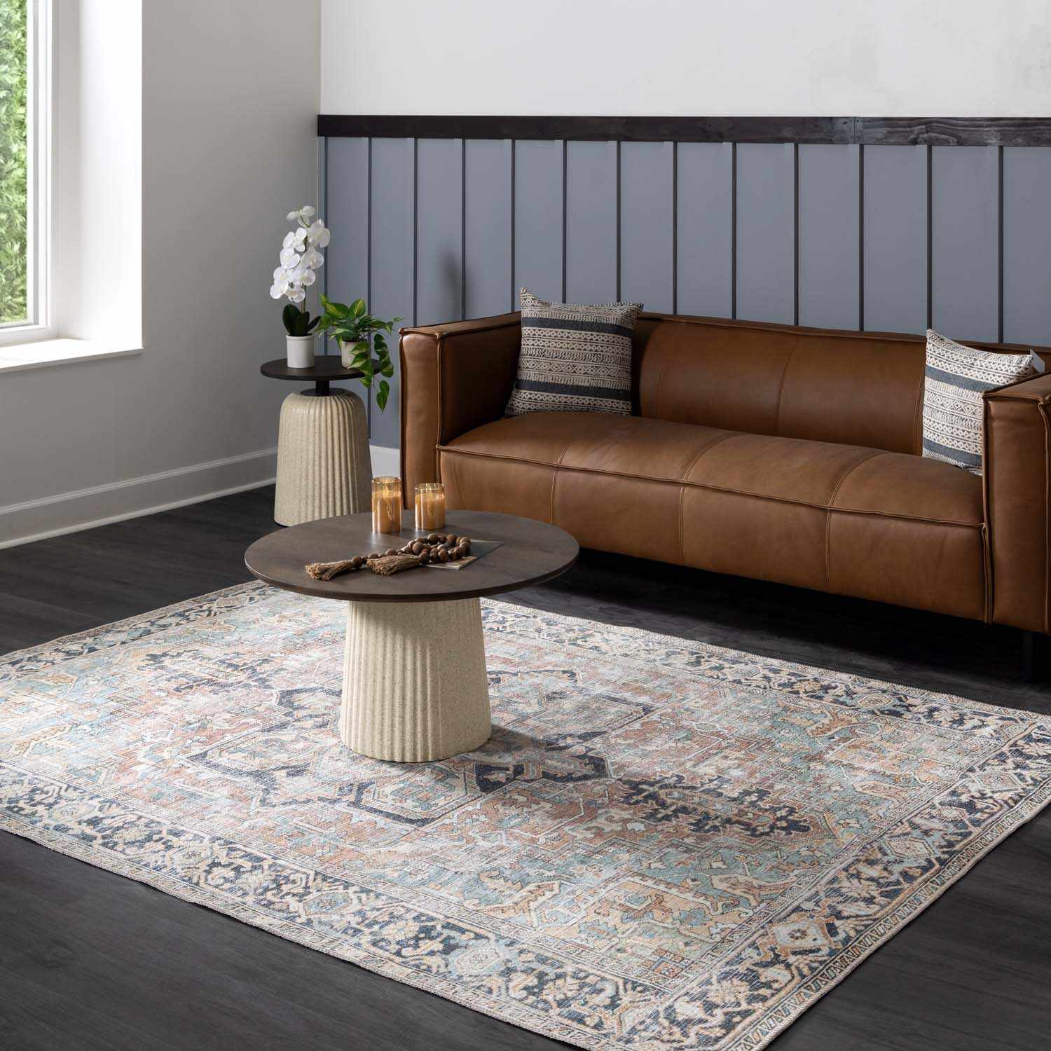 Green Nisa Tumble Dry Washable Rug - Bibenanova usa