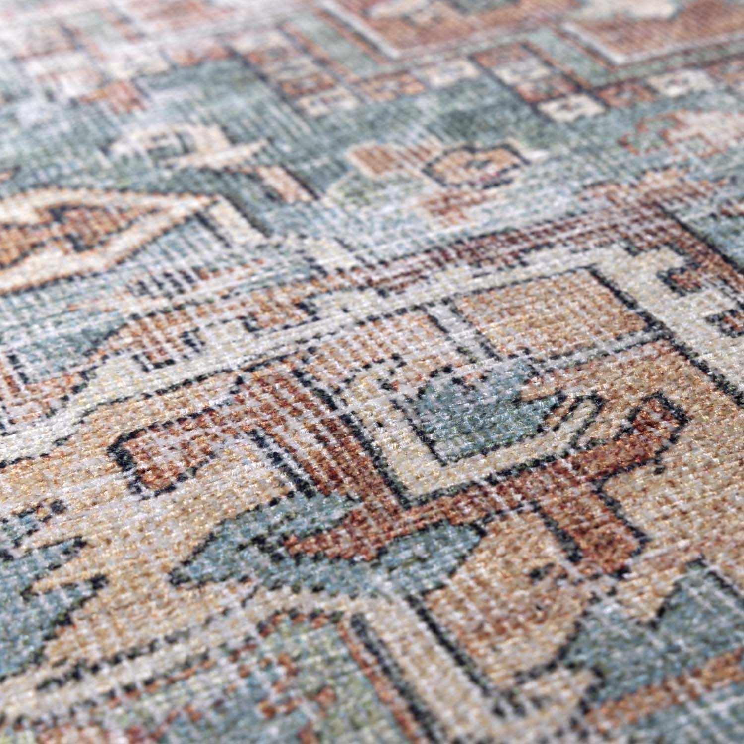 Green Nisa Tumble Dry Washable Rug - Bibenanova usa