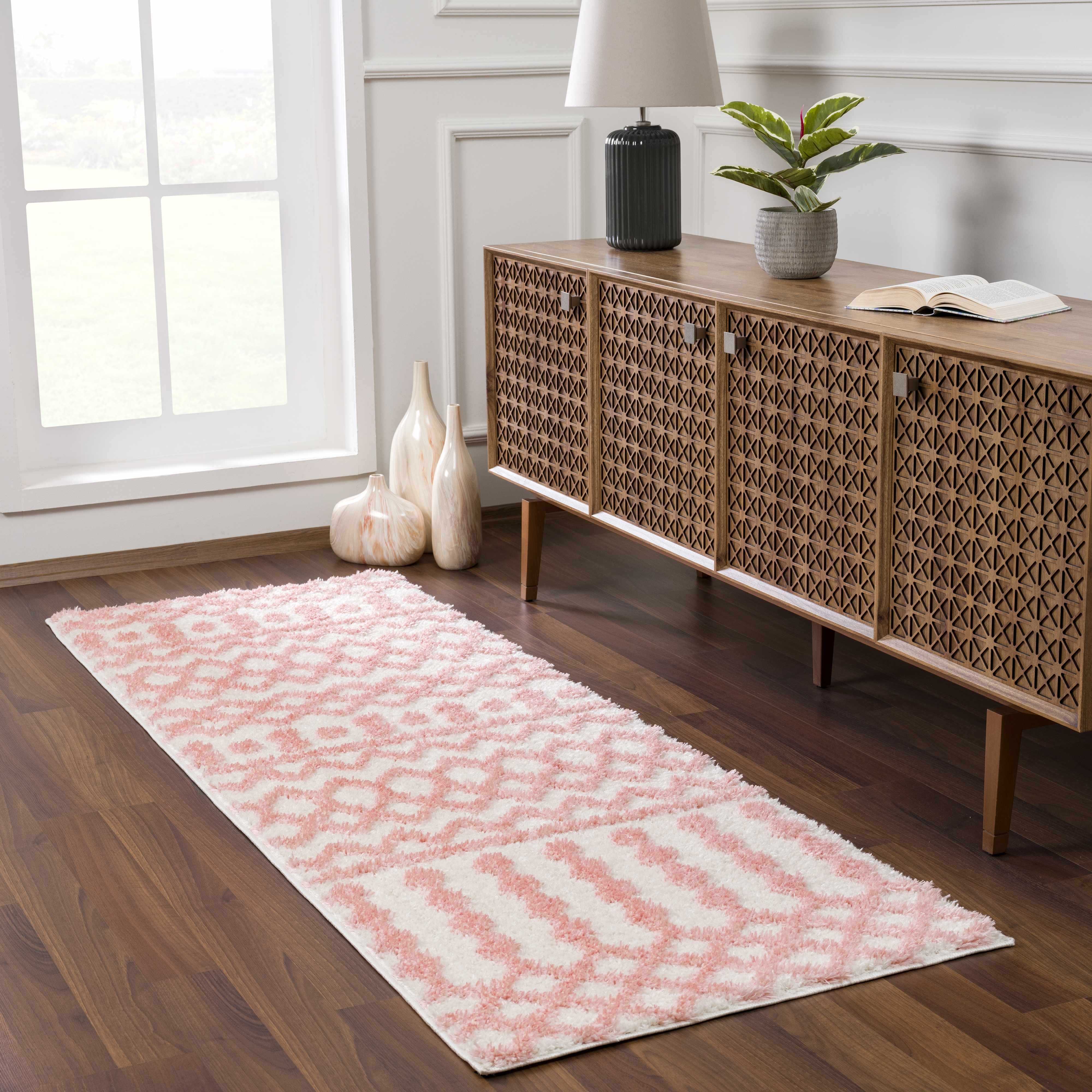 Darva Pink Plush Area Carpet - Bibenanova