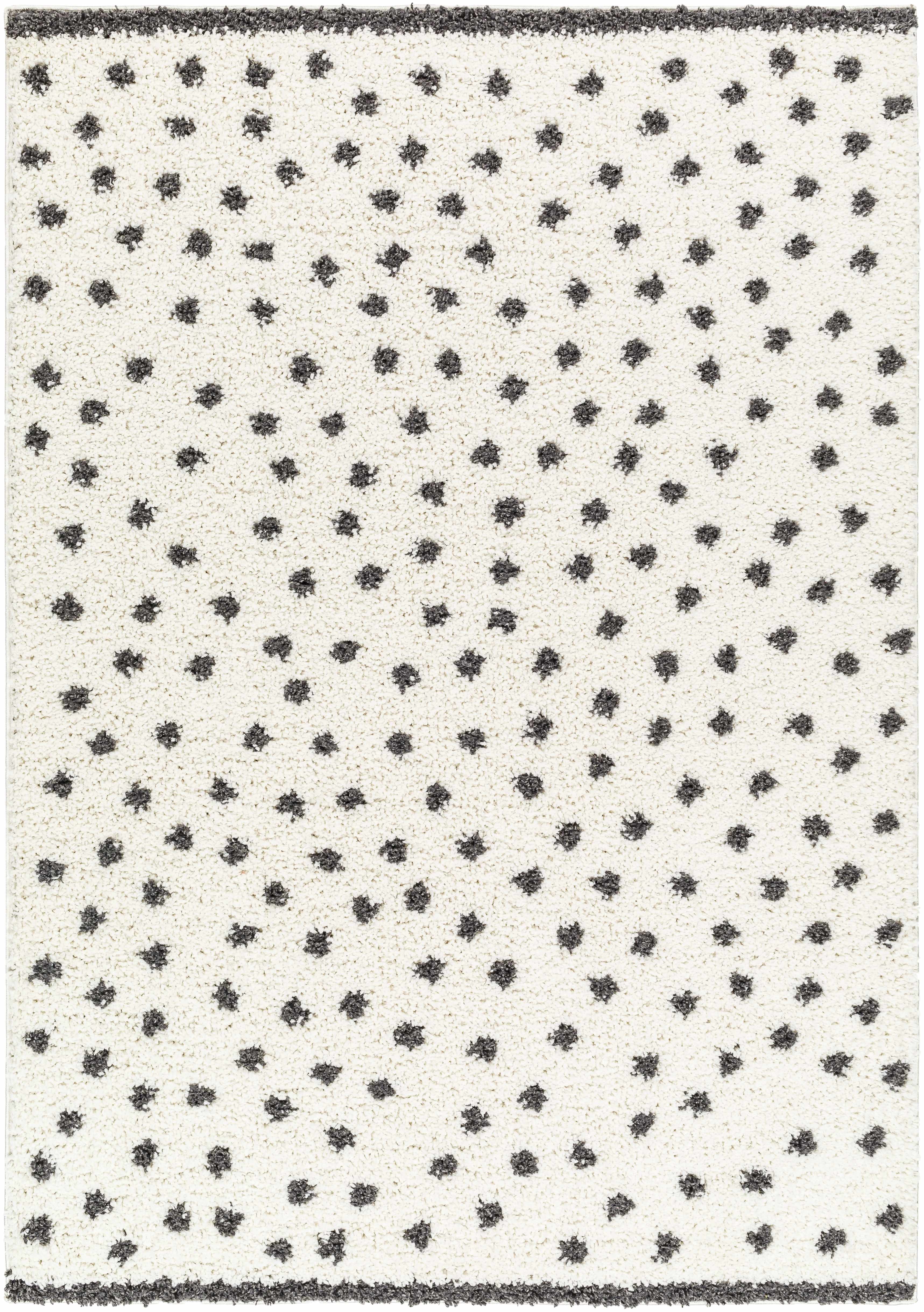 Chaia Dotted Black & White Plush Rug - Bibenanova