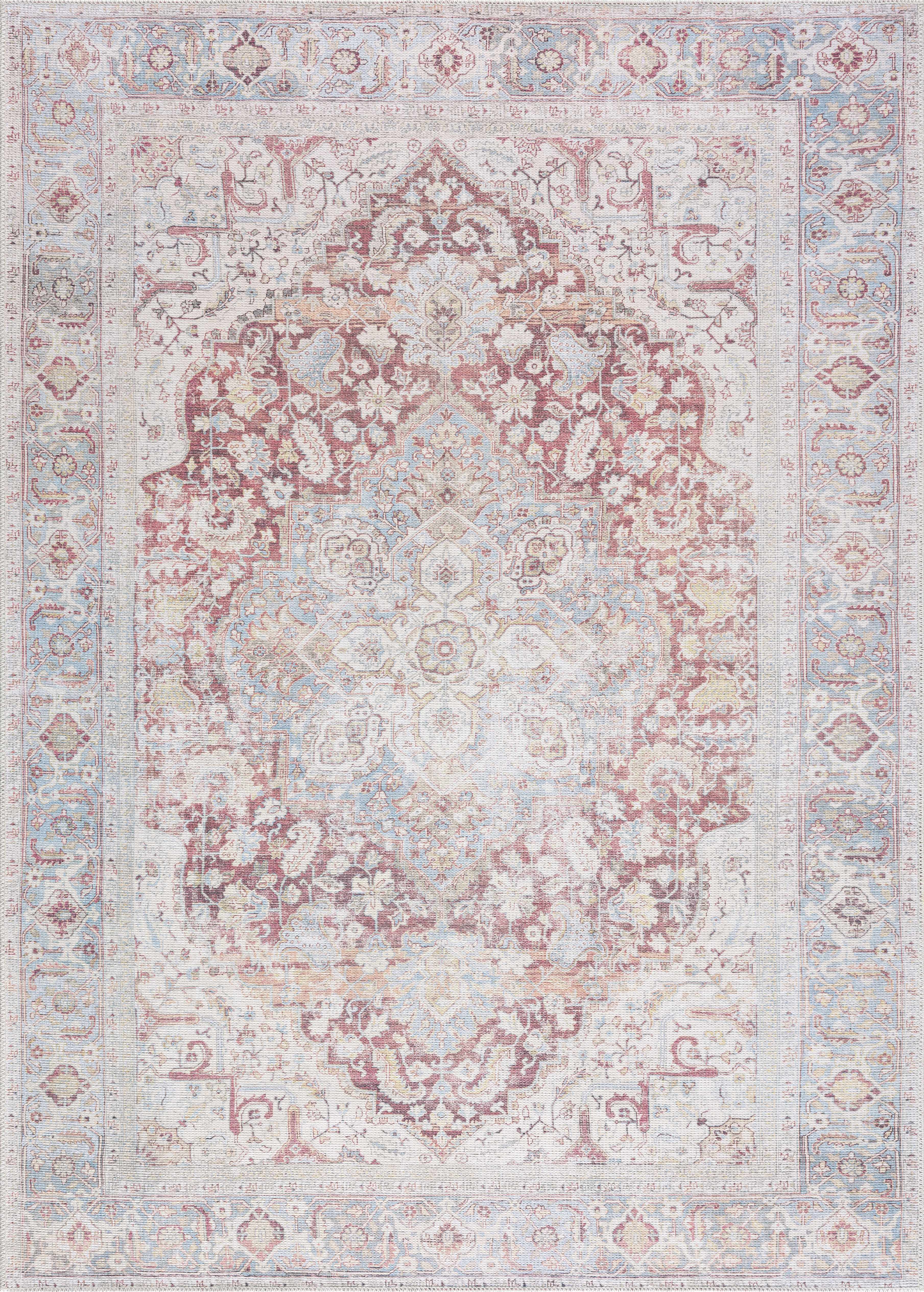 Cream Rust Leeston Washable Rug - Clearance - Bibenanova