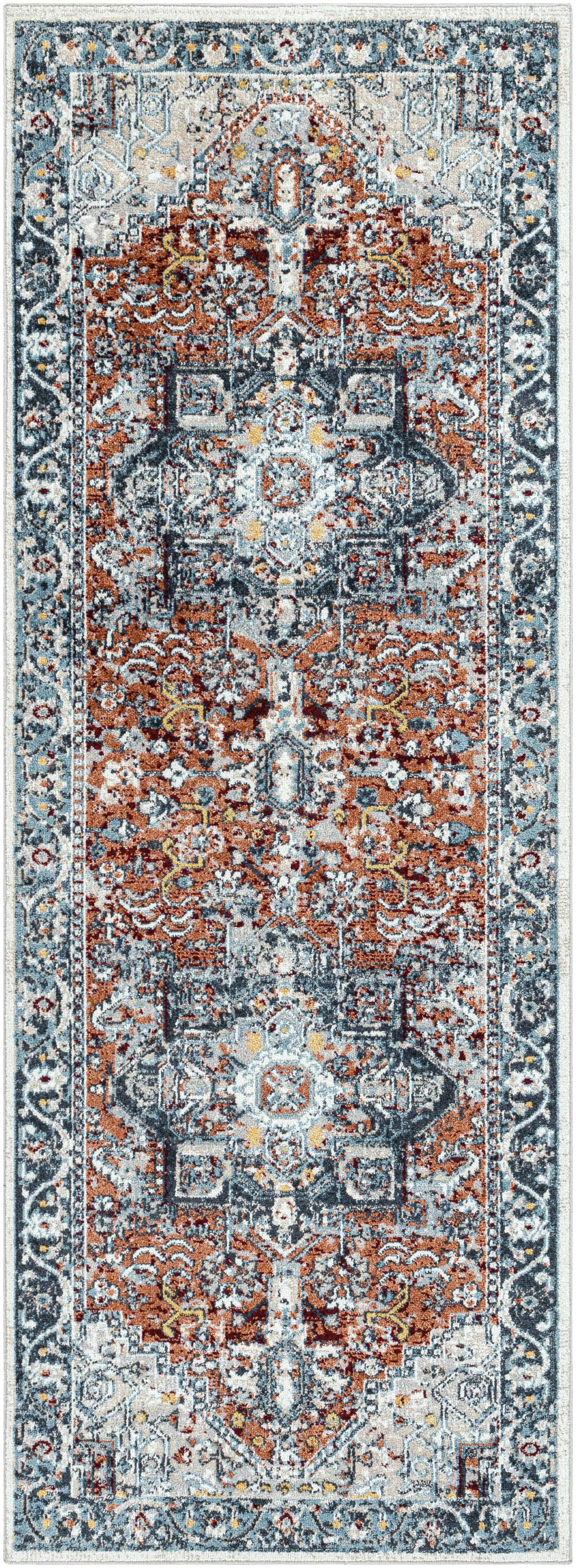 Cabacungan Blue & Rust Washable Area Rug - Clearance - Bibenanova usa