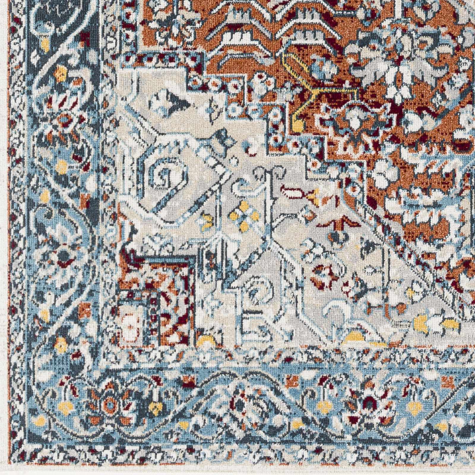 Cabacungan Blue & Rust Washable Area Rug - Clearance - Bibenanova usa