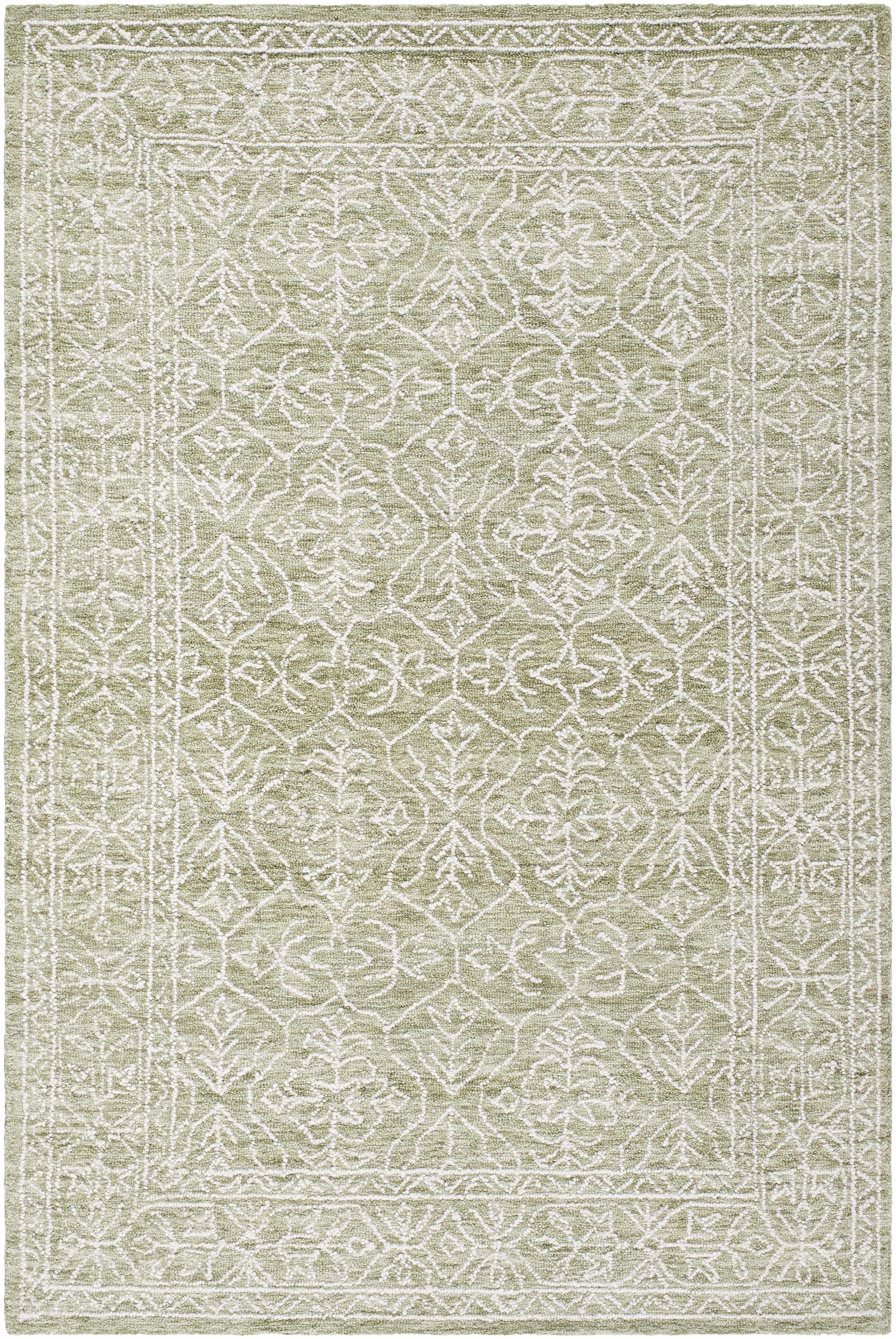 Yadid Green Wool Area Rug - Bibenanova usa