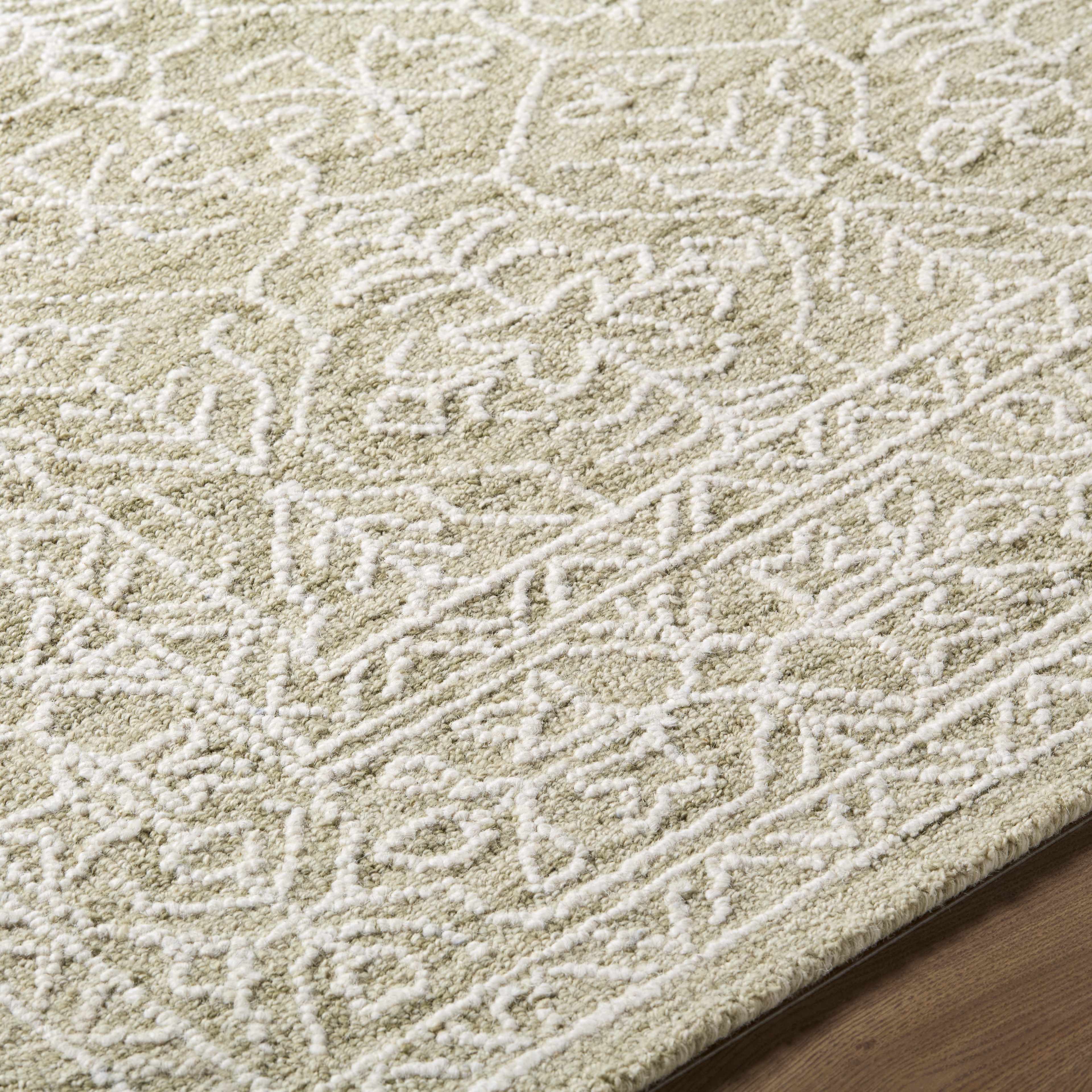 Yadid Green Wool Area Rug - Bibenanova usa