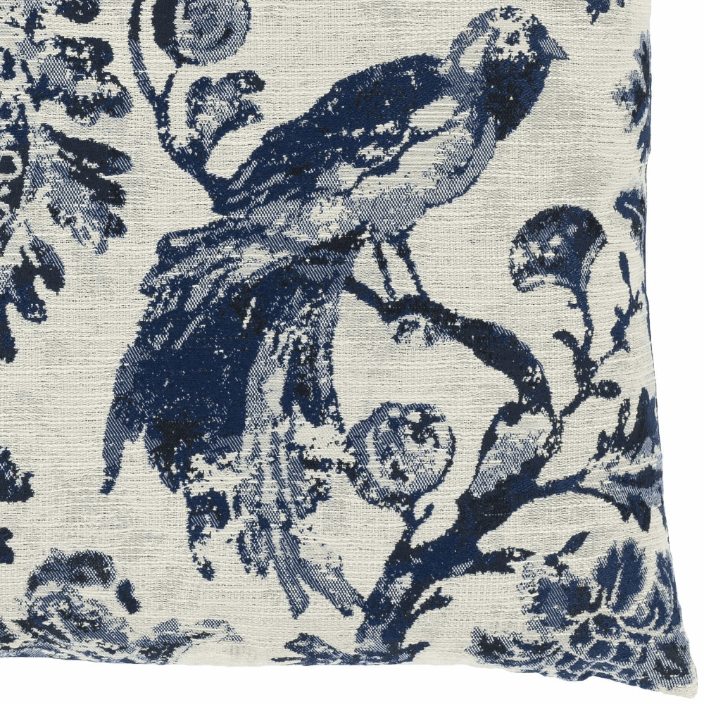 Agricola Navy Floral Bird Throw Pillow - Bibenanova