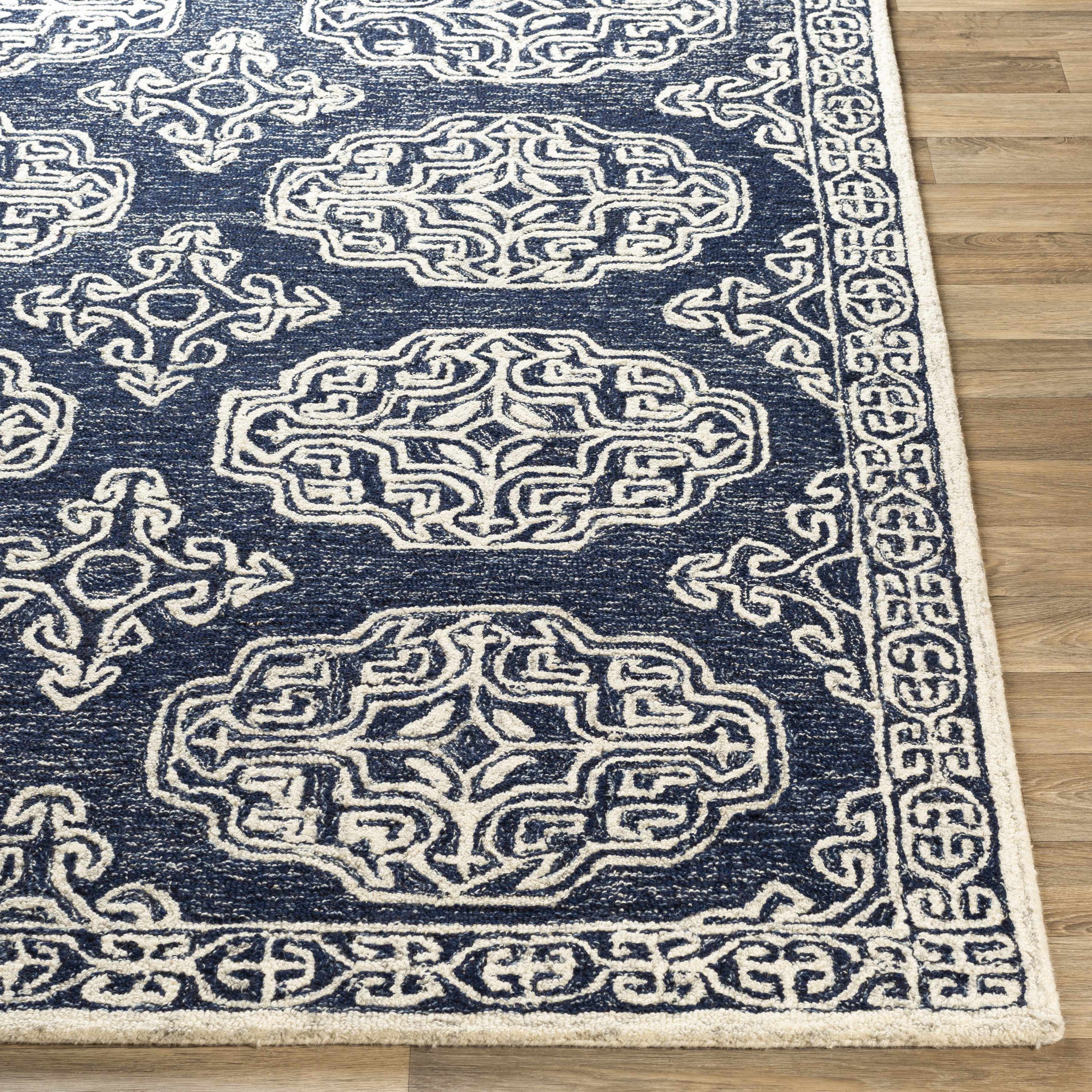 Glenoma Blue Regency Wool Rug - Bibenanova usa