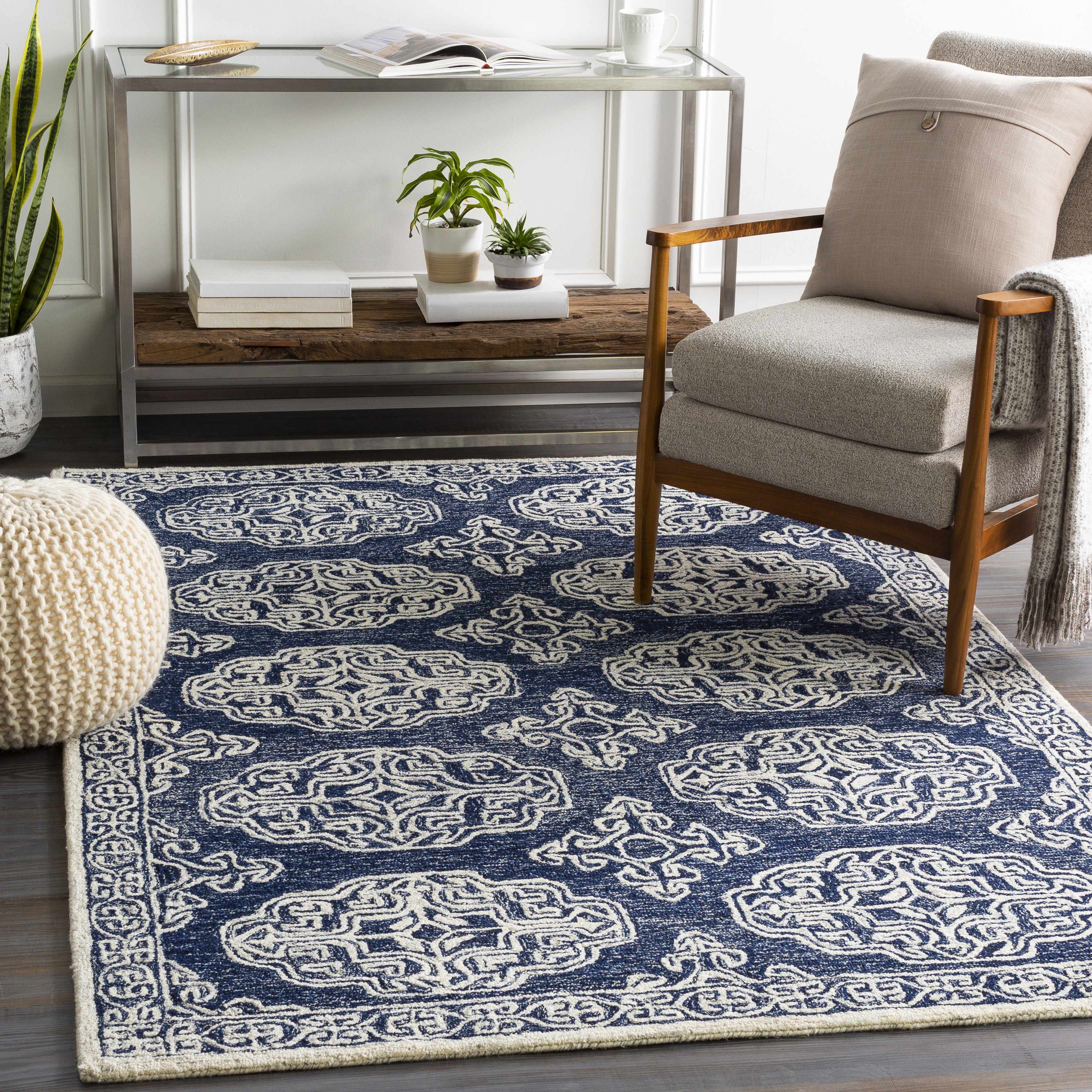 Glenoma Blue Regency Wool Rug - Bibenanova usa