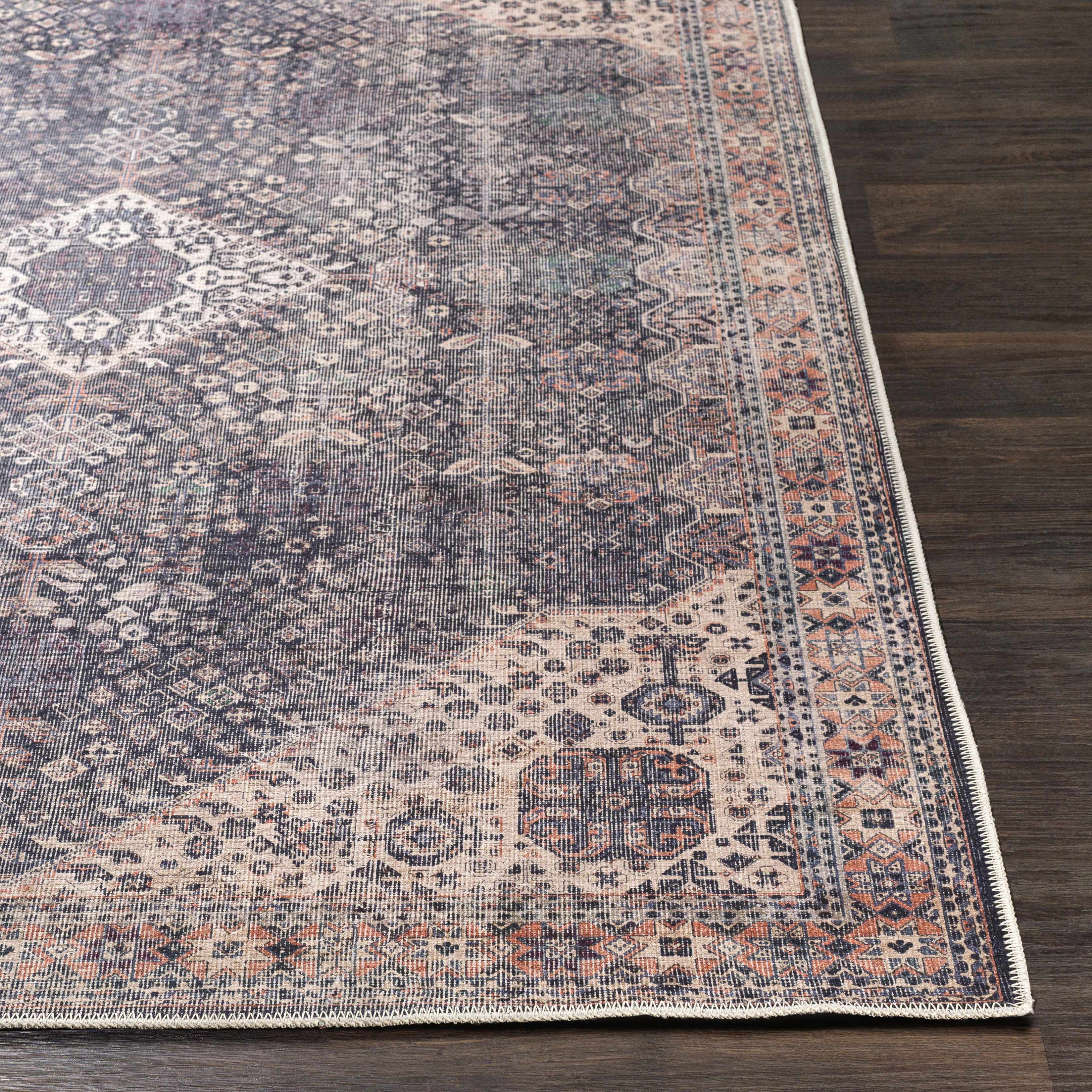 Kittrell Vintage Flat Pile Washable Rug - Clearance - Bibenanova
