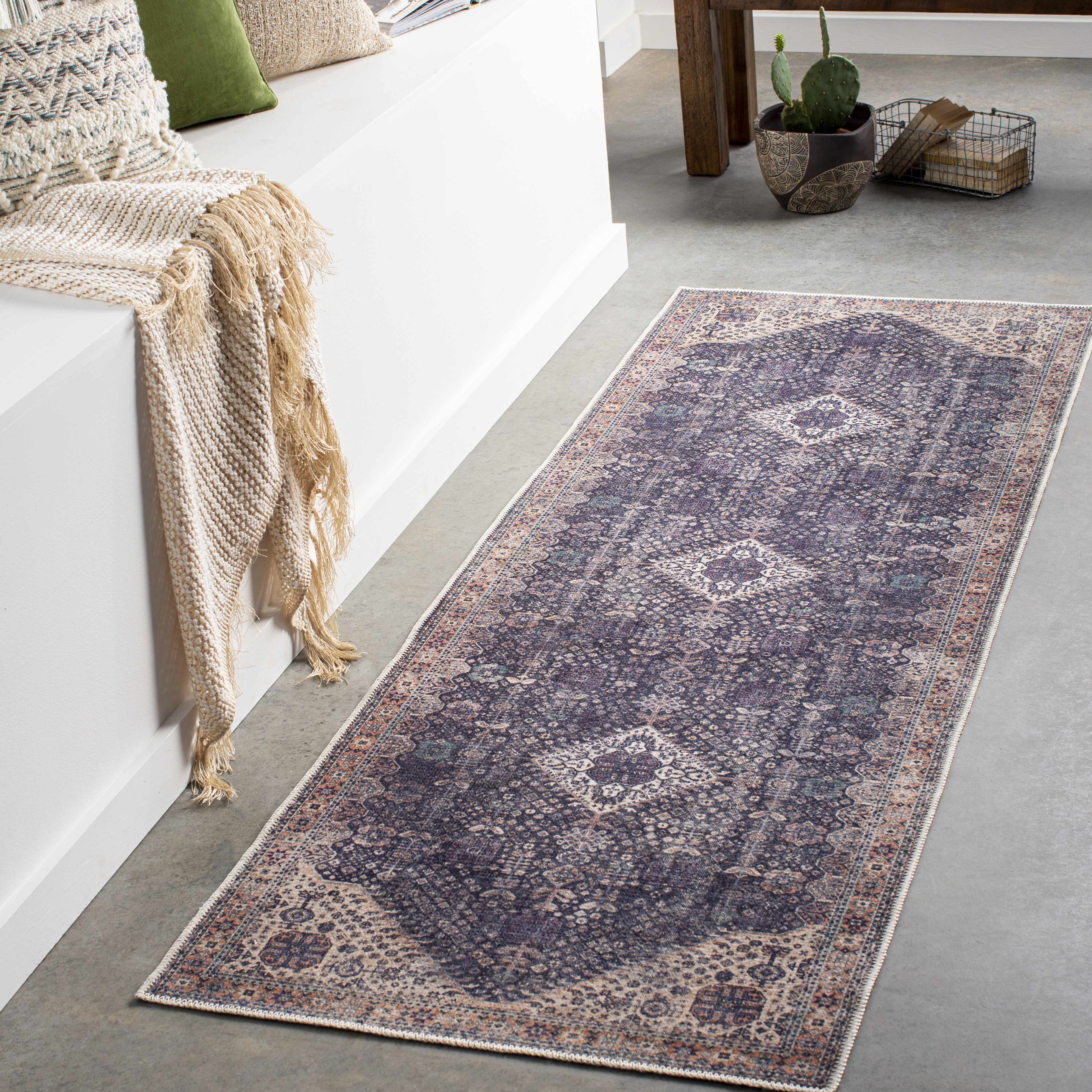 Kittrell Vintage Flat Pile Washable Rug - Clearance - Bibenanova