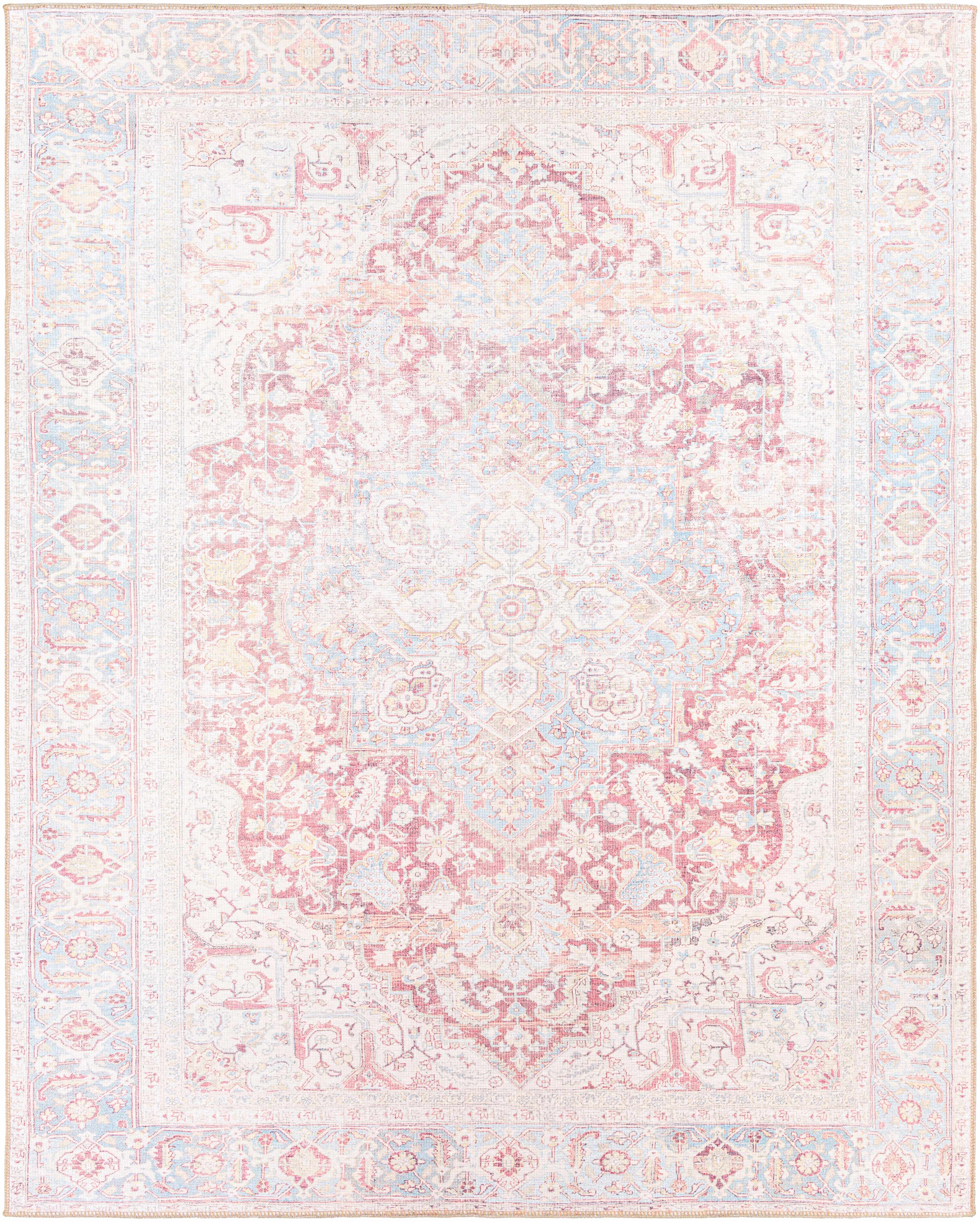 Cream Rust Leeston Washable Rug - Clearance - Bibenanova