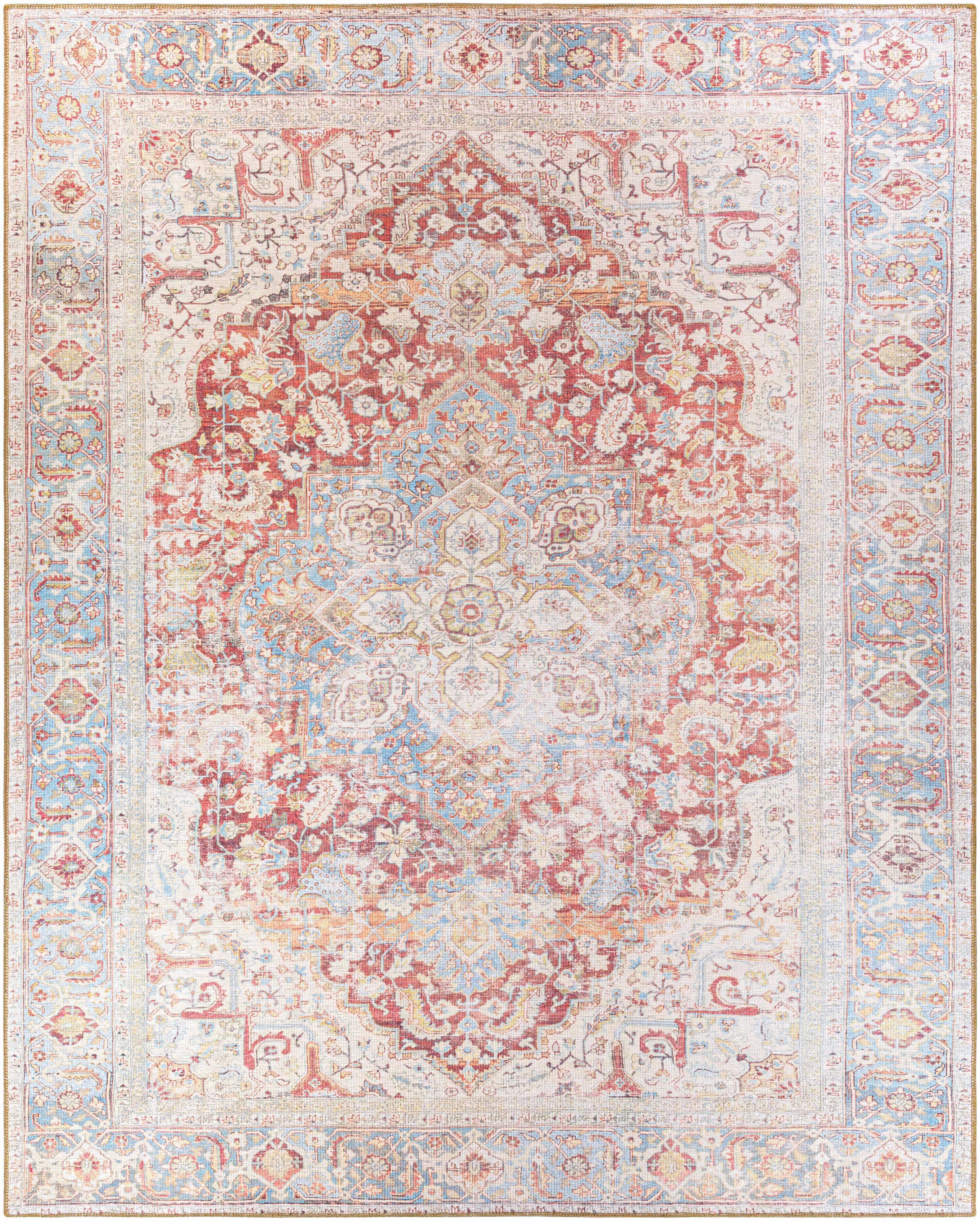 Cream Rust Leeston Washable Rug - Clearance