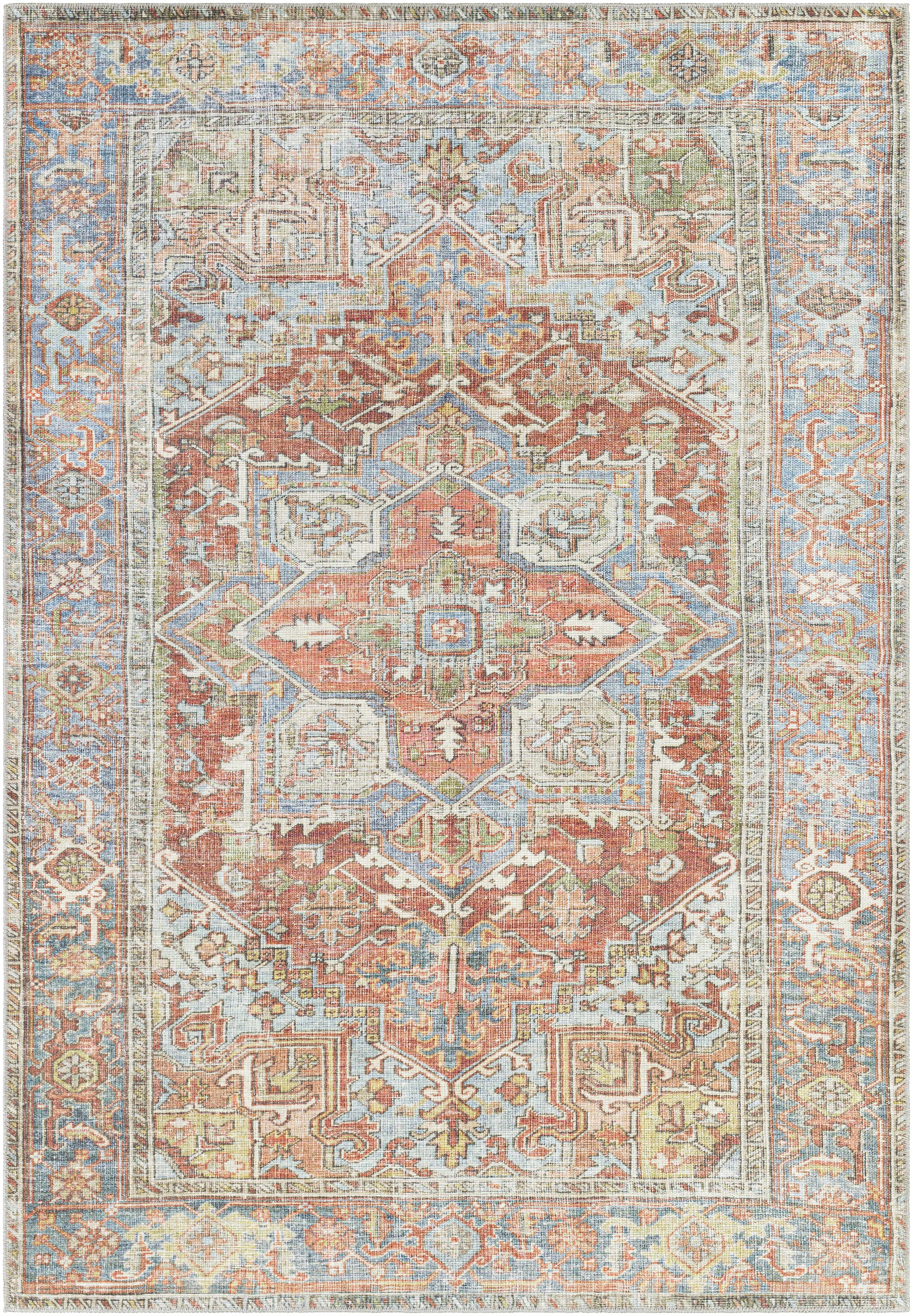 Rust Maayon Washable Rug - Bibenanova usa