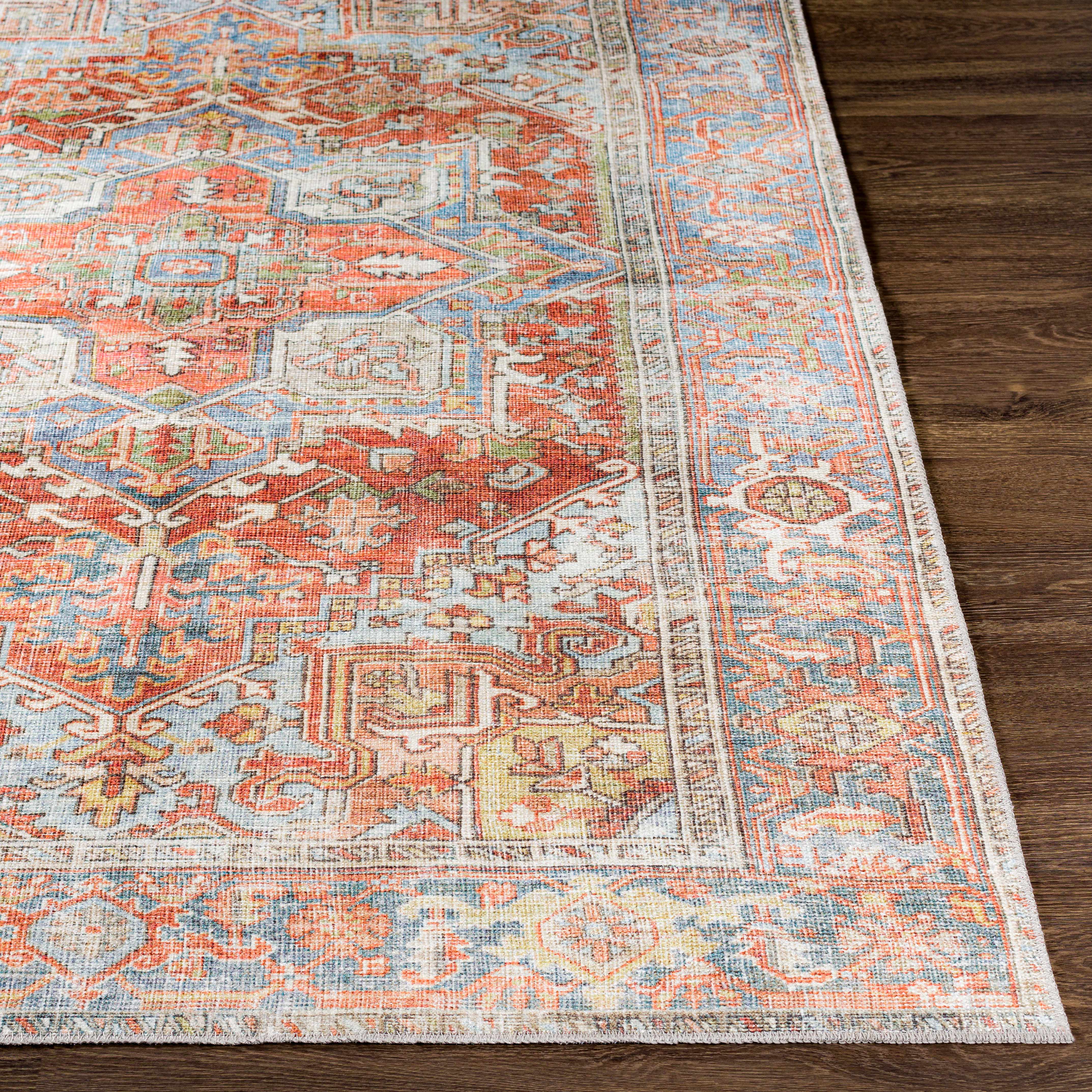 Rust Maayon Washable Rug - Bibenanova usa