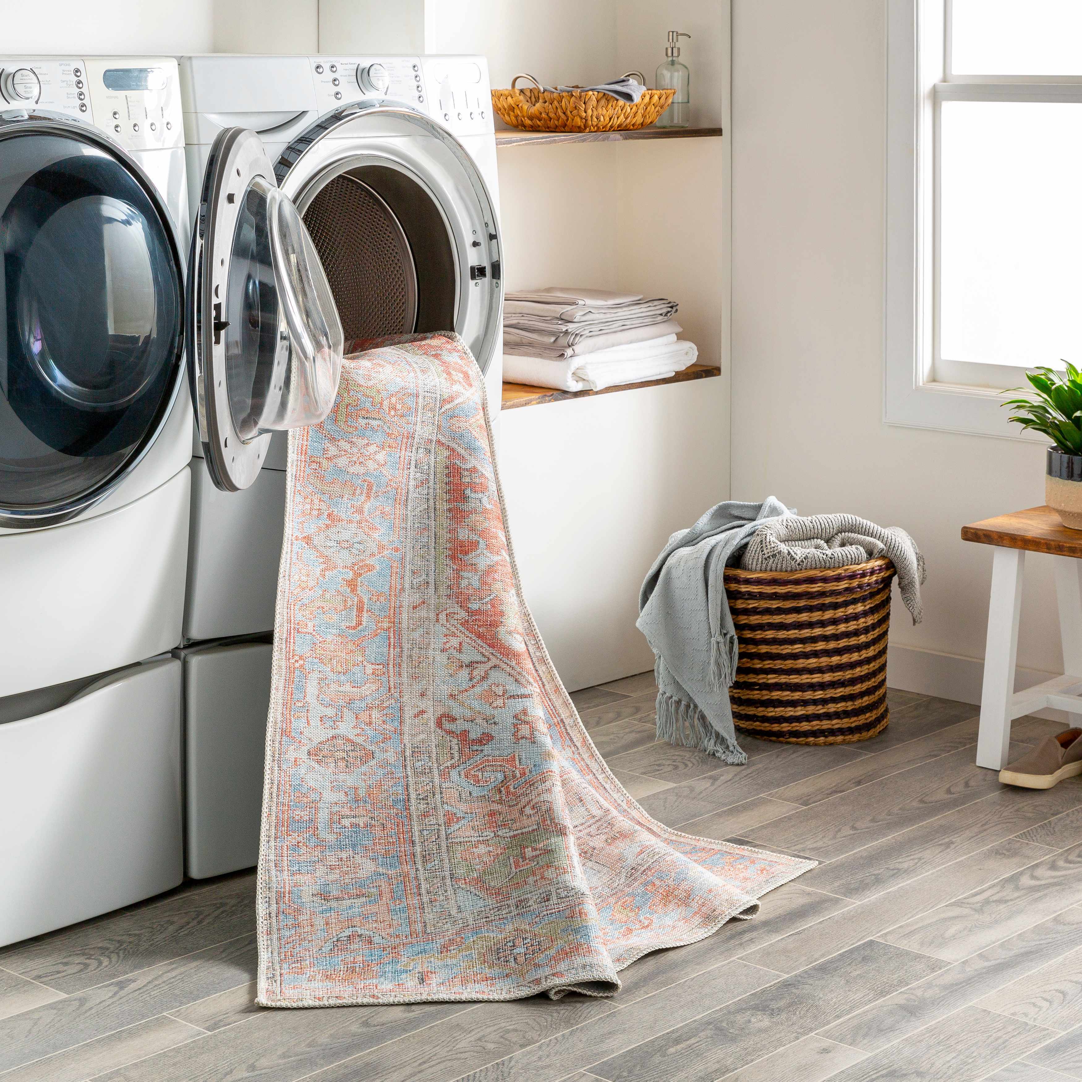 Rust Maayon Washable Rug - Bibenanova usa