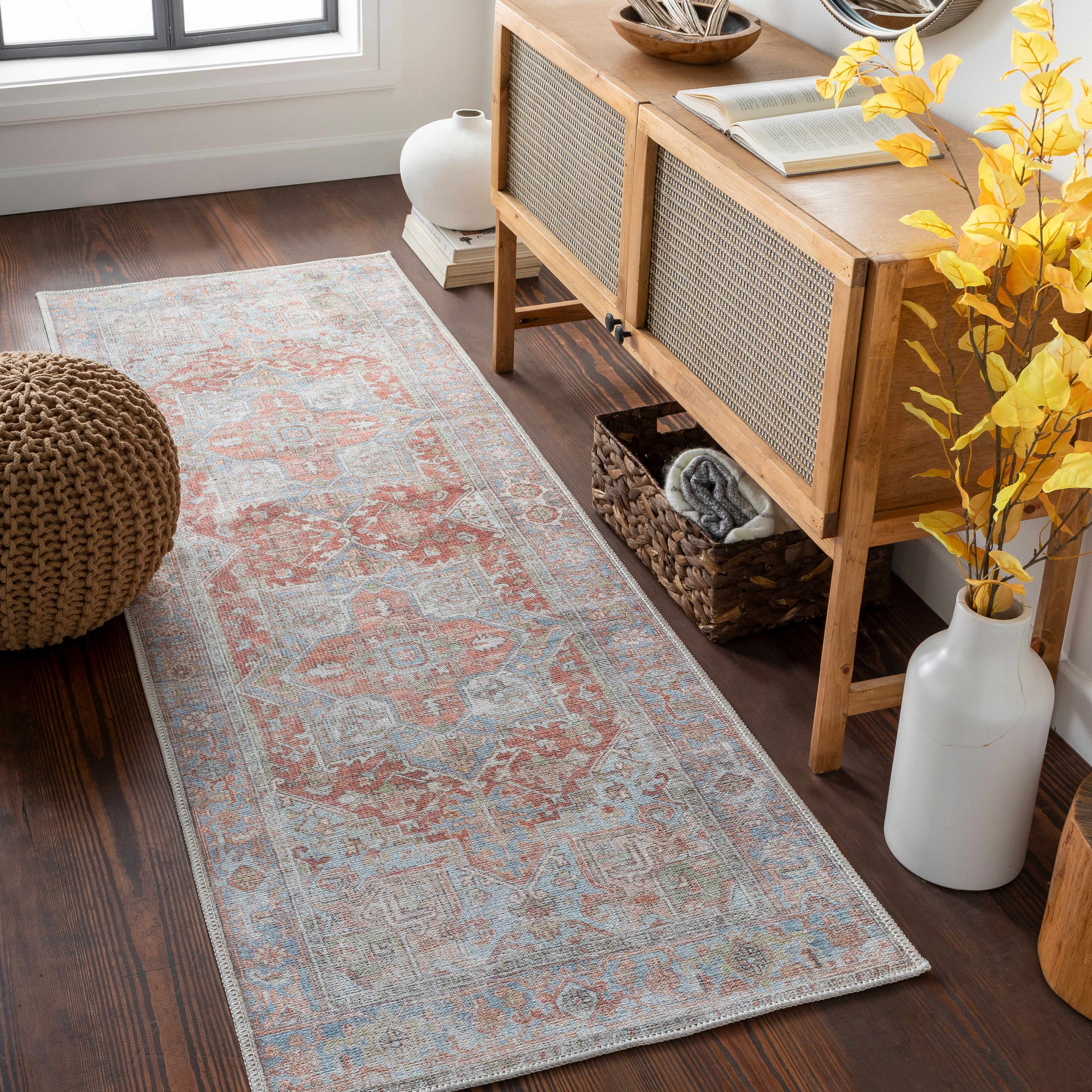 Rust Maayon Washable Rug - Bibenanova usa