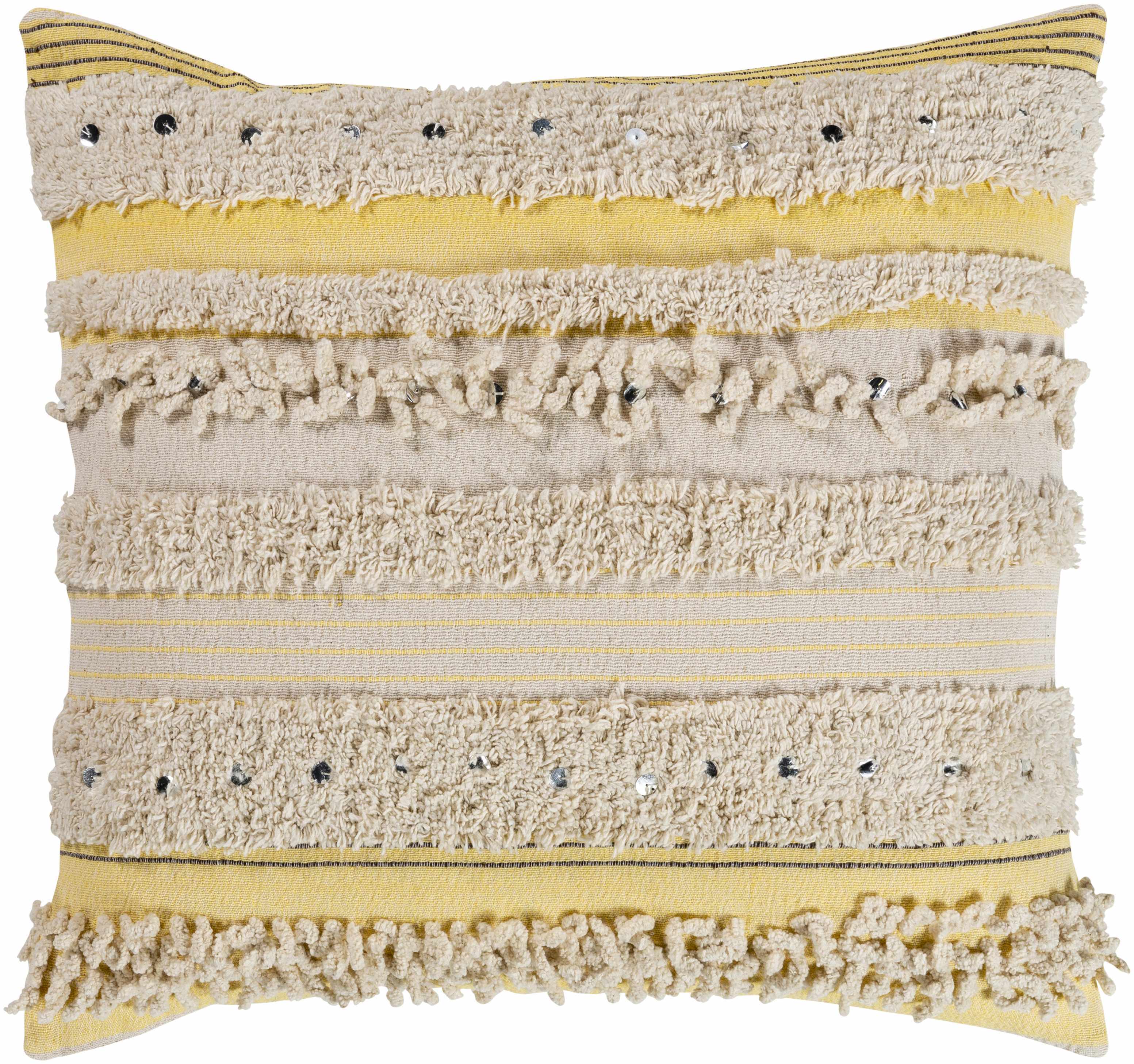 Rembrandt Yellow Textured Striped Accent Pillow - Bibenanova
