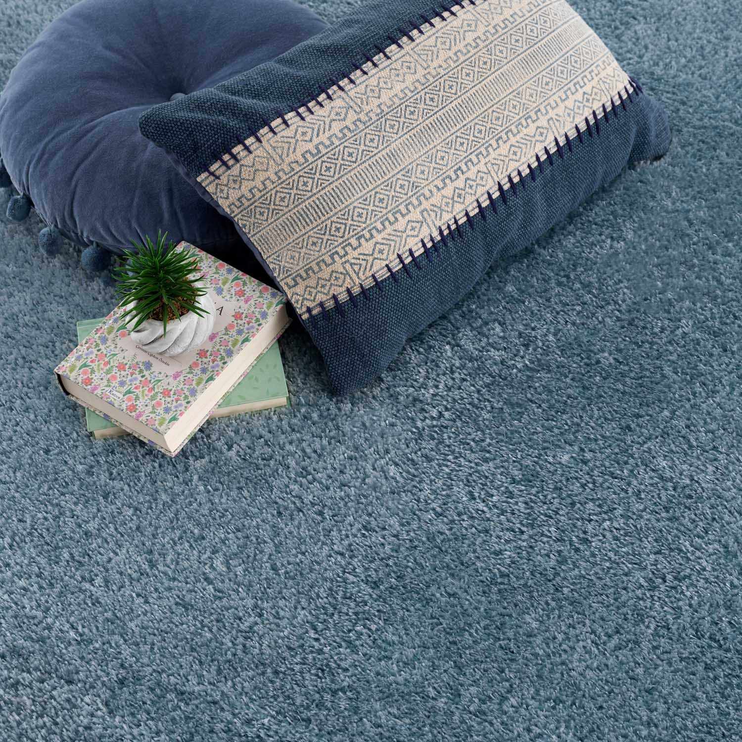 Heavenly Solid Blue Plush Rug - Clearance - Bibenanova