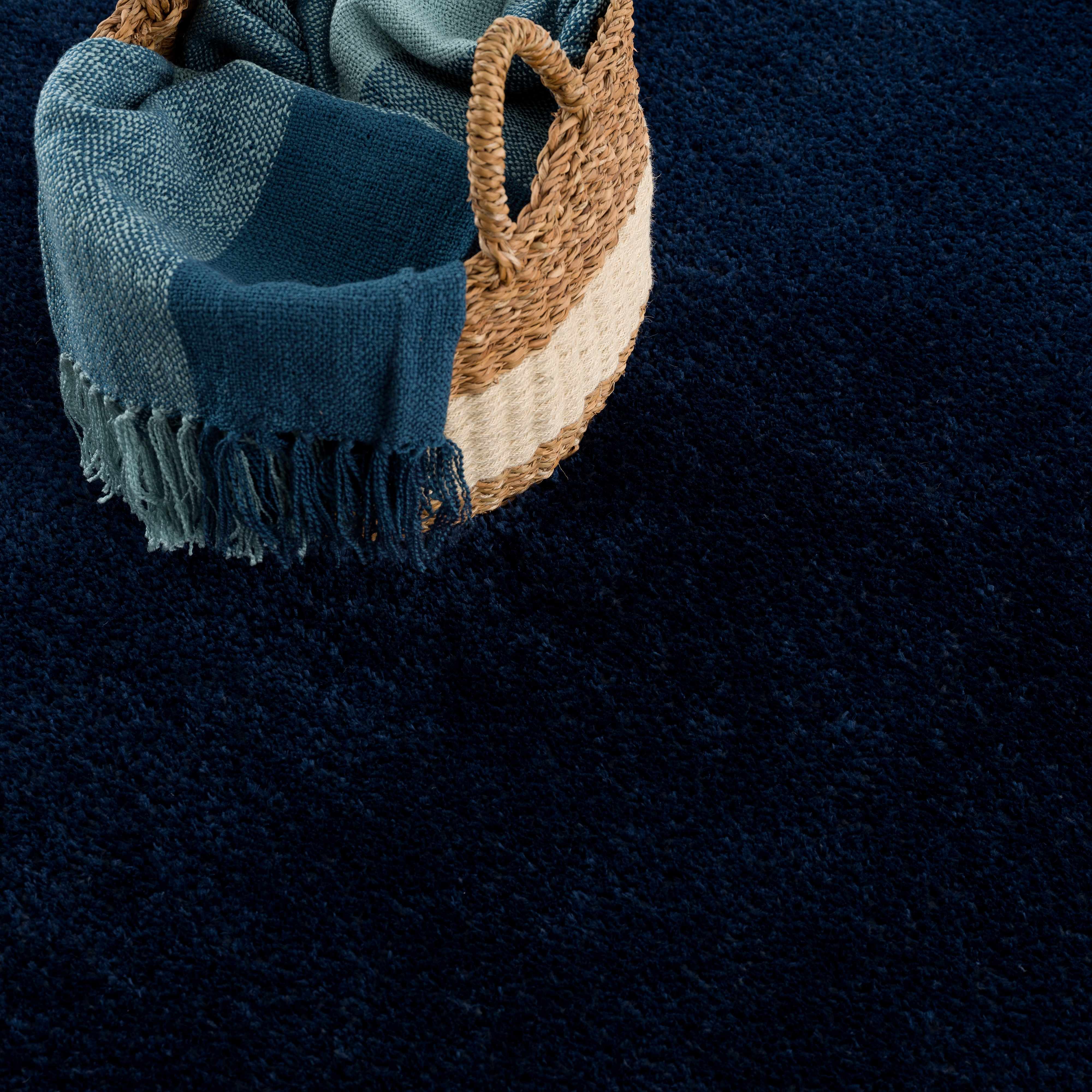 Heavenly Solid Navy Blue Shag Rug - Clearance - Bibenanova
