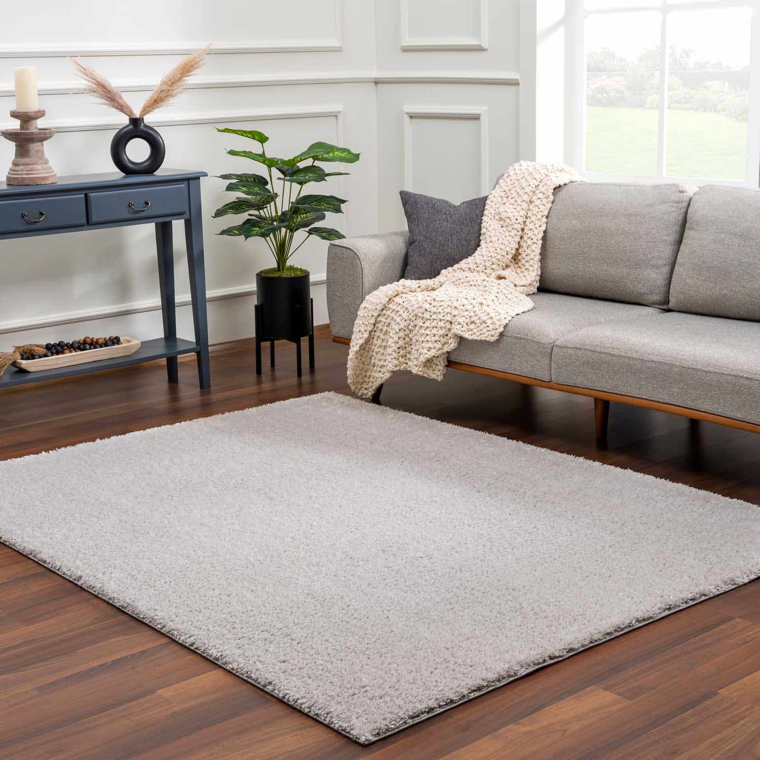 Heavenly Solid Light Gray Plush Rug - Clearance - Bibenanova