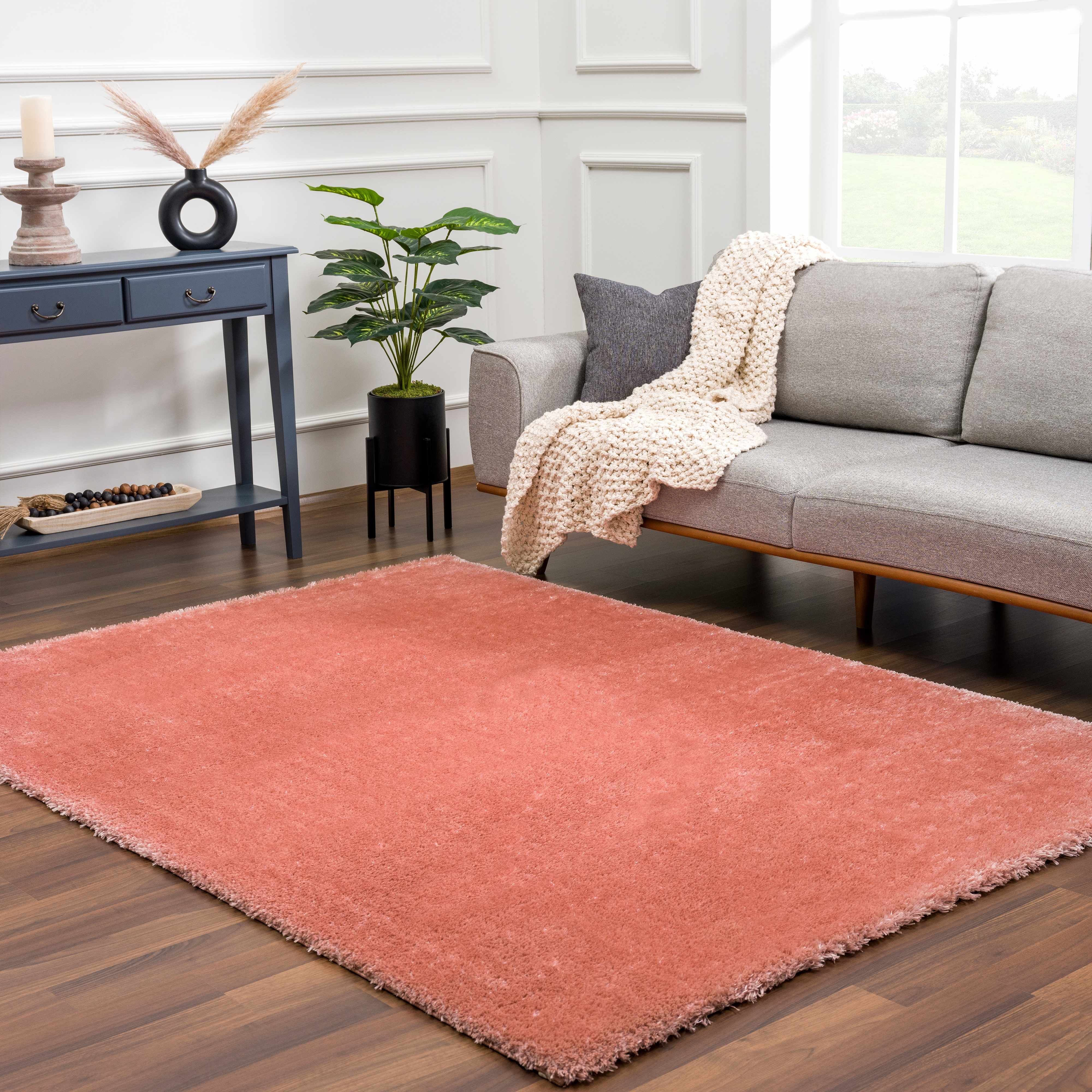 Heavenly Solid Pink Plush Rug - Clearance - Bibenanova