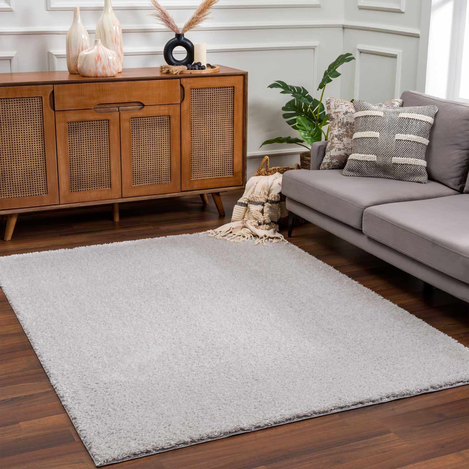 Heavenly Solid Light Gray Plush Rug - Clearance - Bibenanova