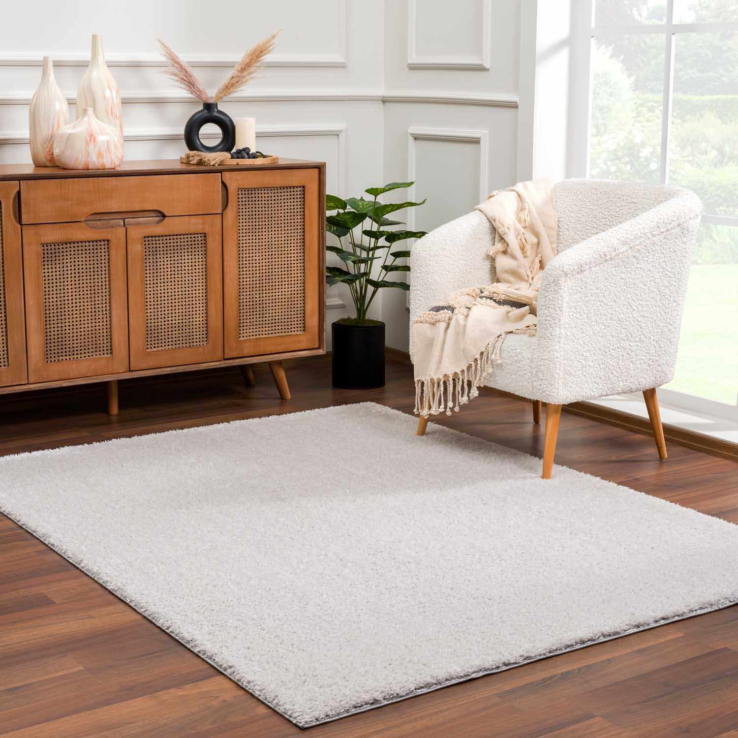 Heavenly Solid Light Gray Plush Rug - Clearance - Bibenanova