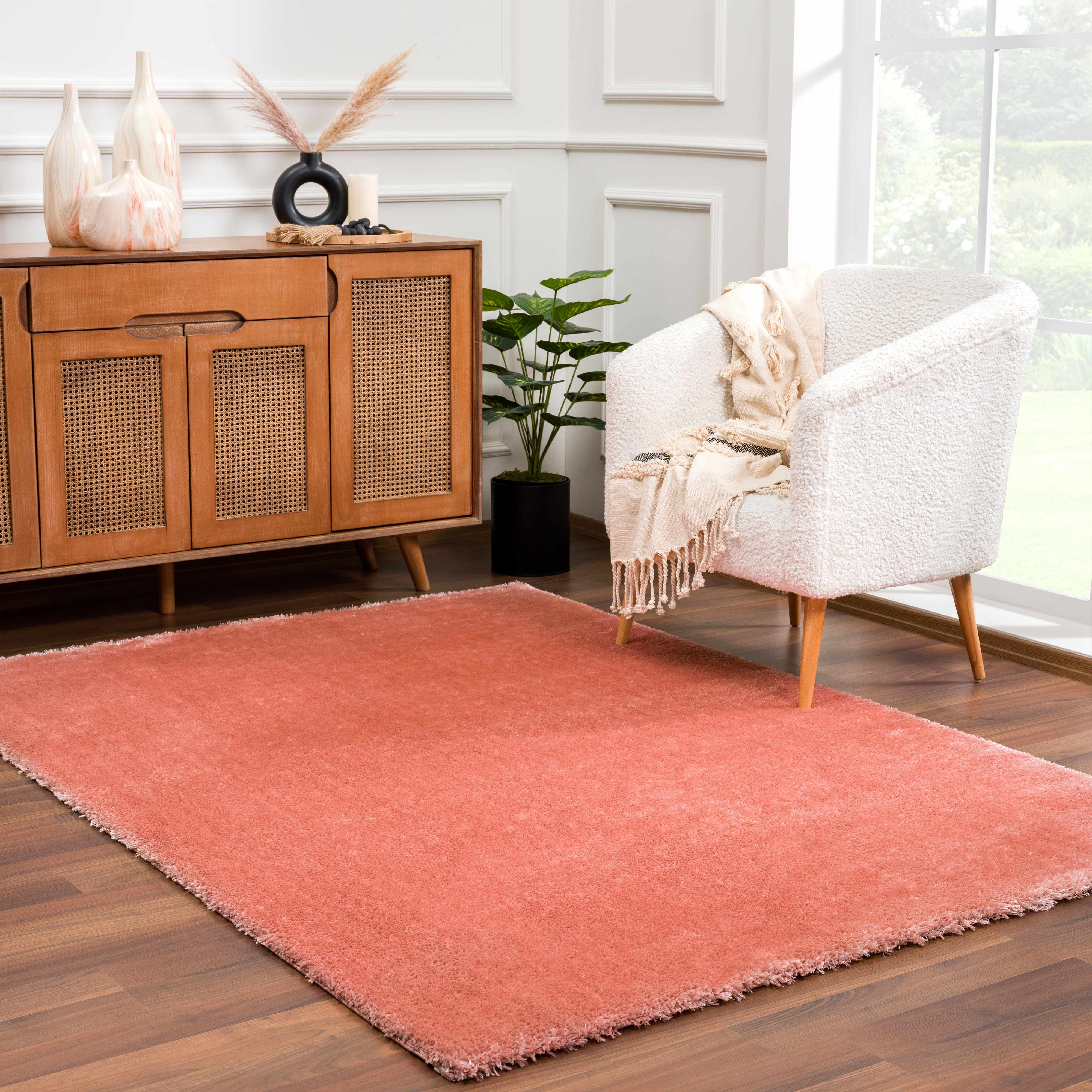 Heavenly Solid Pink Plush Rug - Clearance - Bibenanova