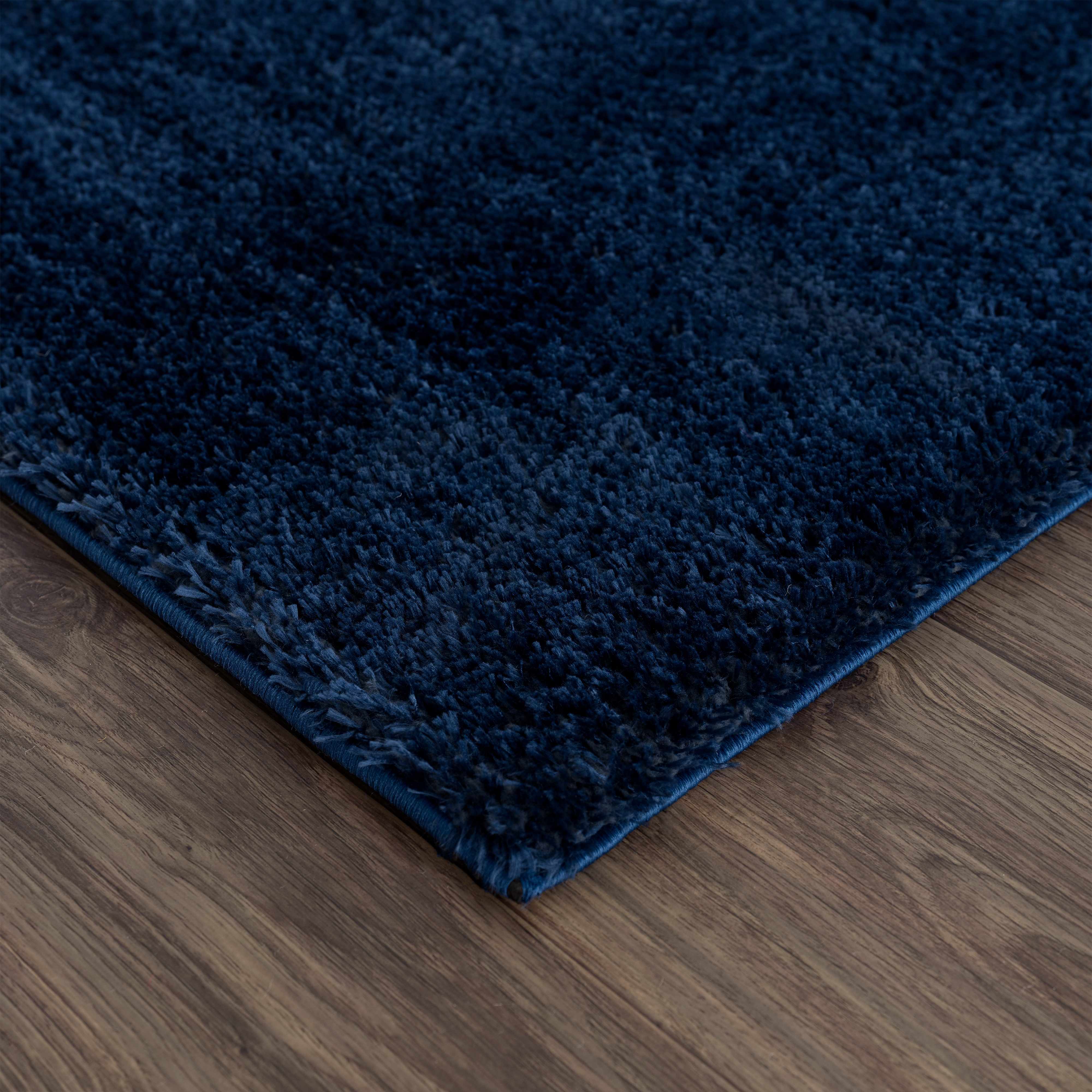 Heavenly Solid Navy Blue Shag Rug - Clearance - Bibenanova