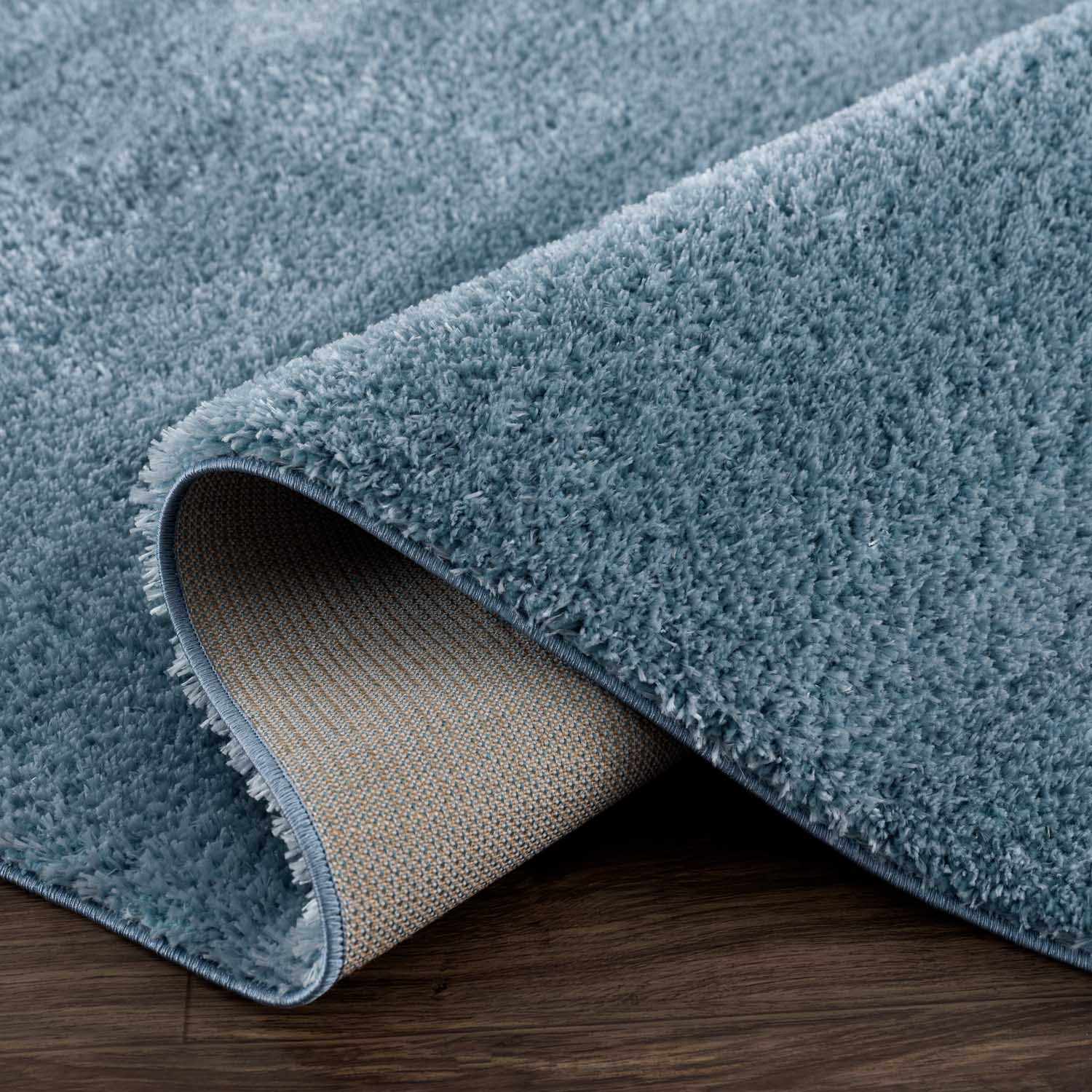 Heavenly Solid Blue Plush Rug - Clearance - Bibenanova