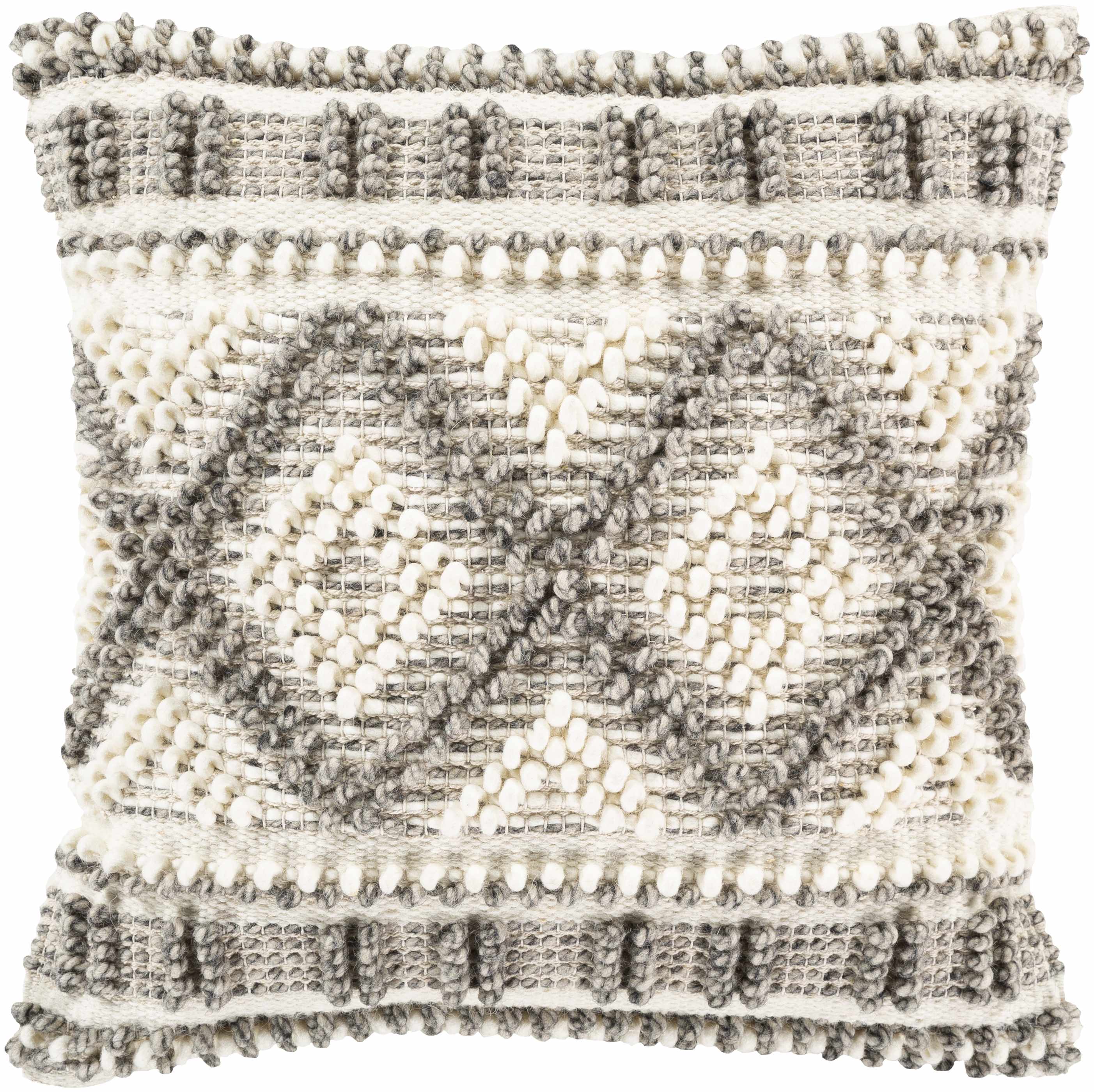 Sagamore Cream Trellis Wool&Cotton Throw Pillow - Bibenanova