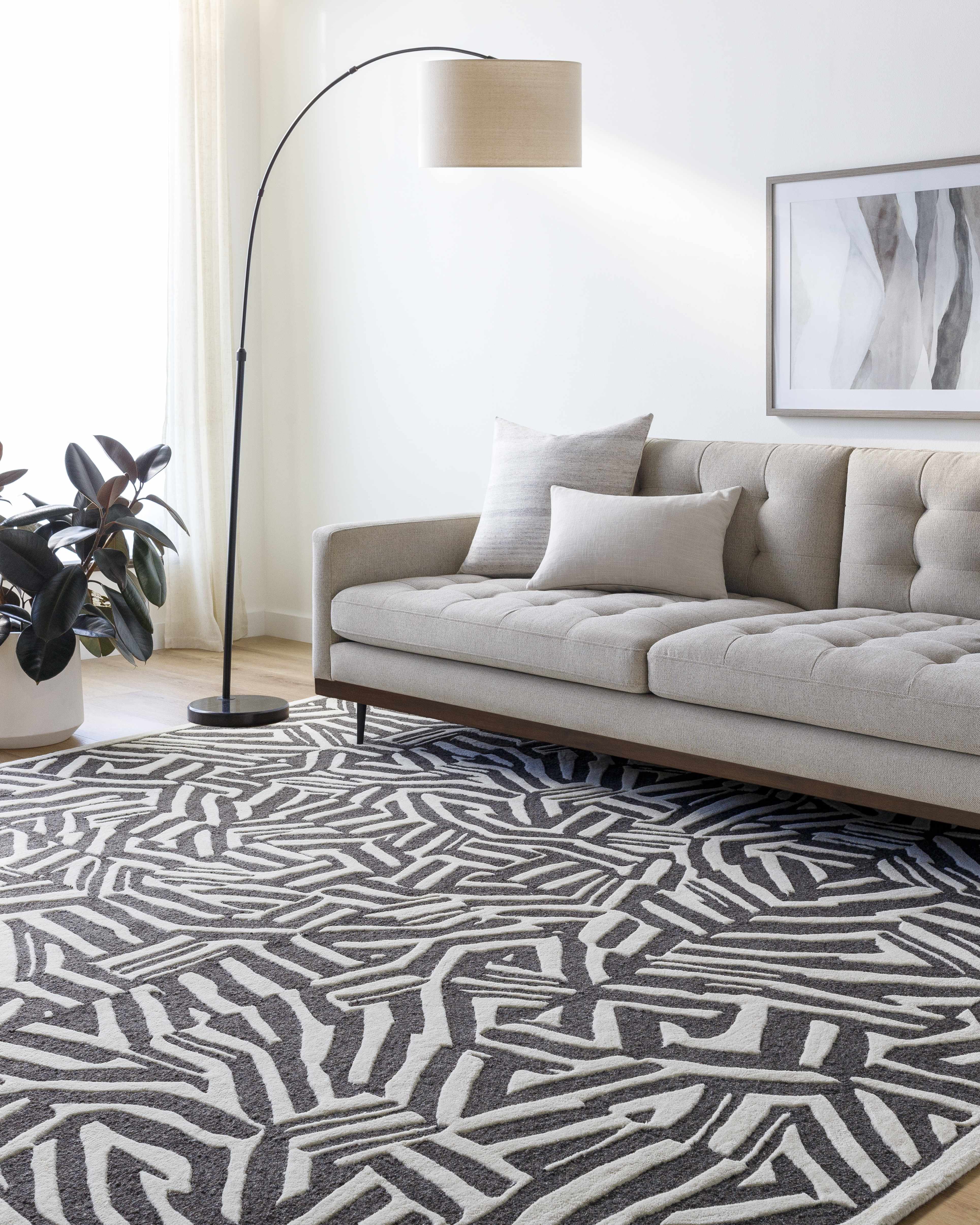 Avian Black Wool Area Rug - Bibenanova