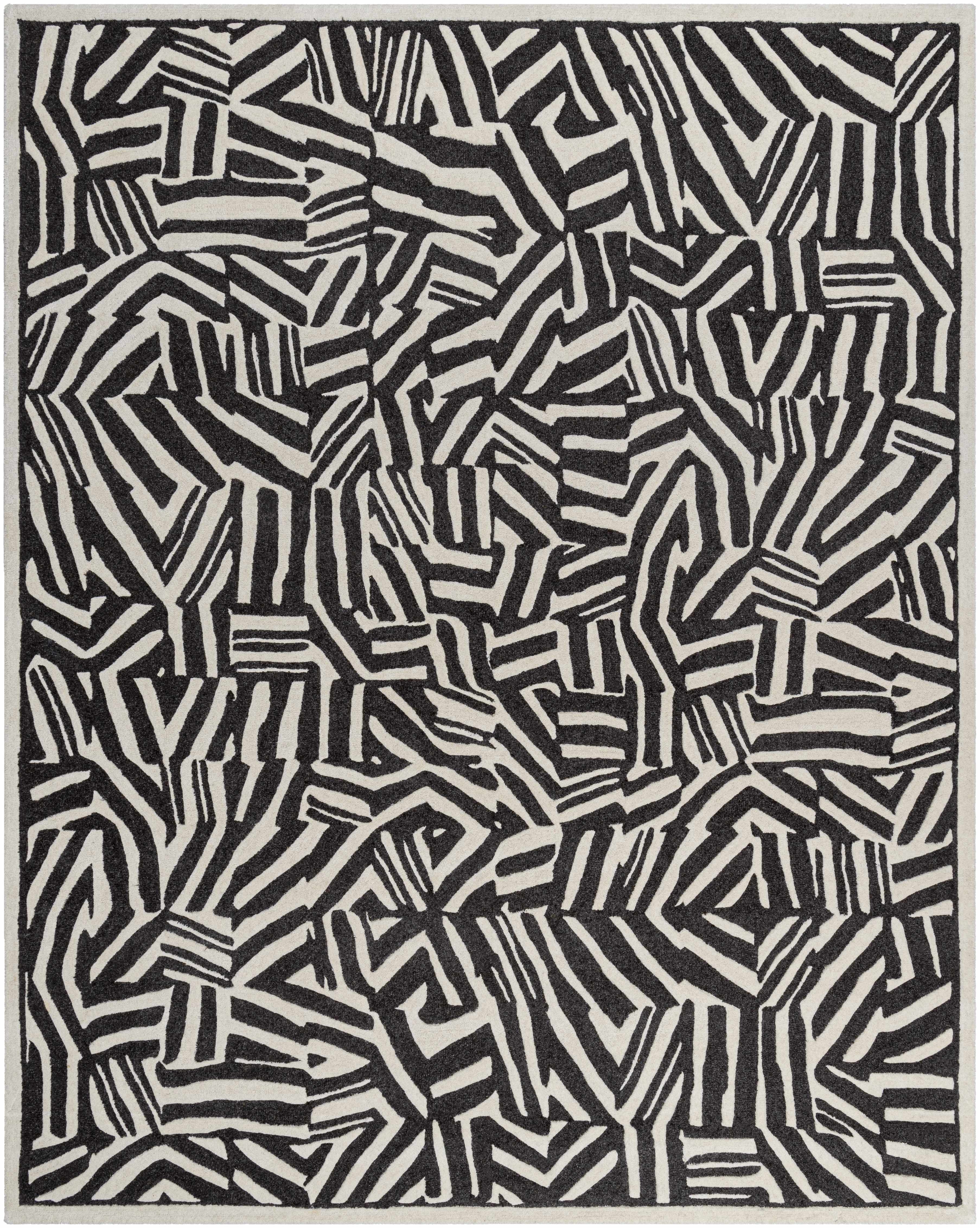 Avian Black Wool Area Rug - Bibenanova