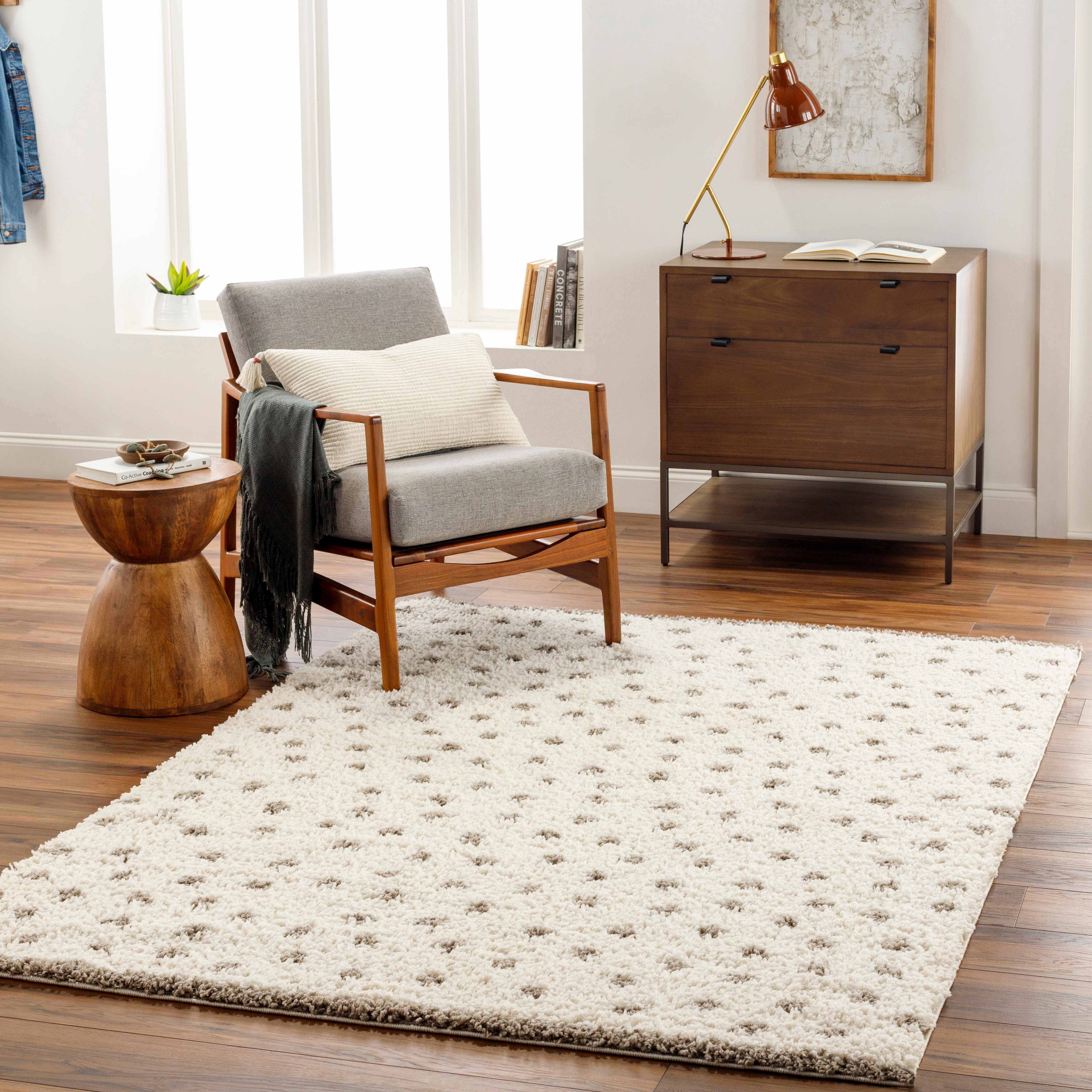 Chaia Dotted Cream & Gray Plush Rug - Bibenanova usa